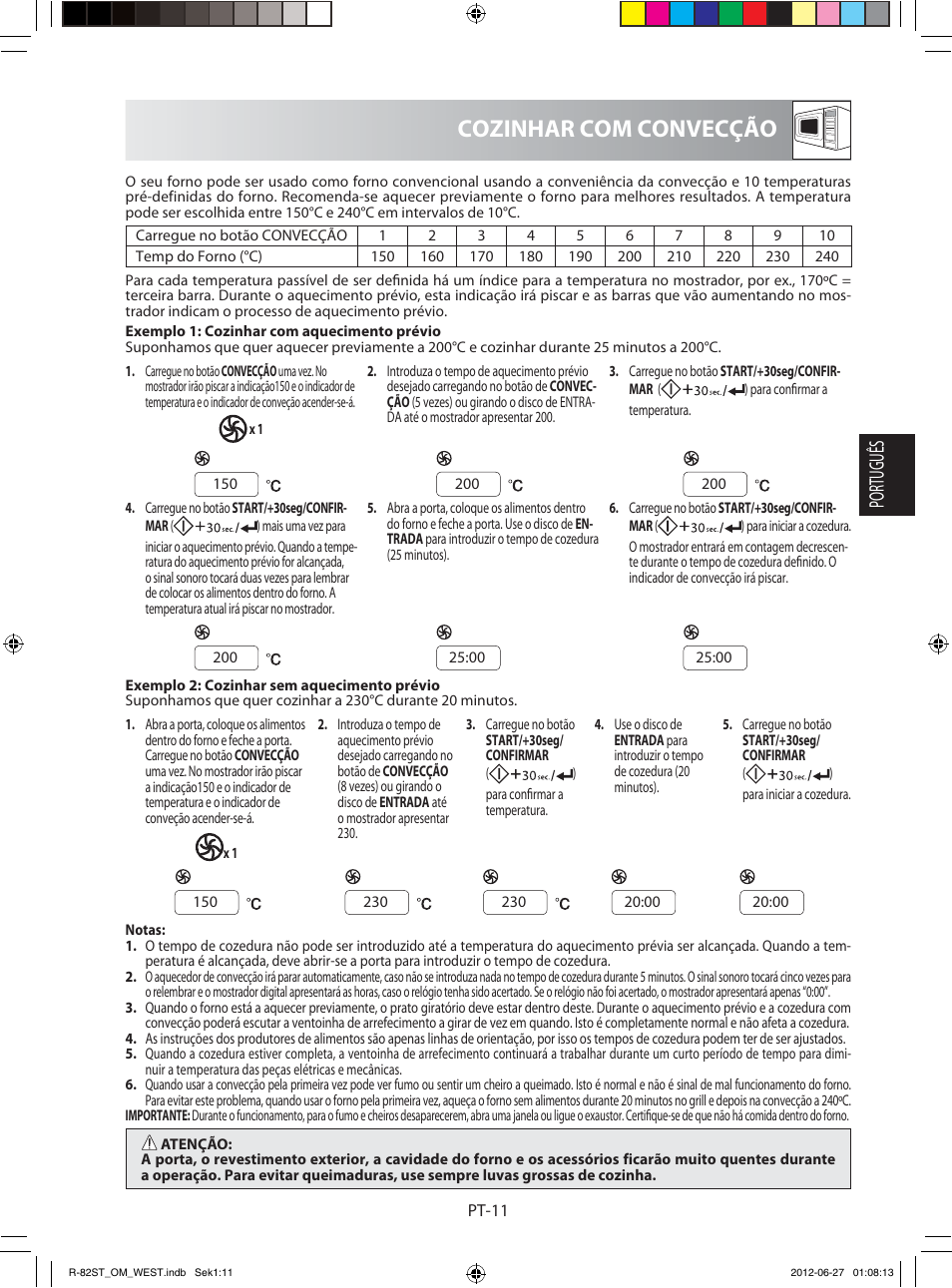 Cozinhar com convecção, Português | Sharp R-82STW Four à micro-ondes combiné User Manual | Page 45 / 180