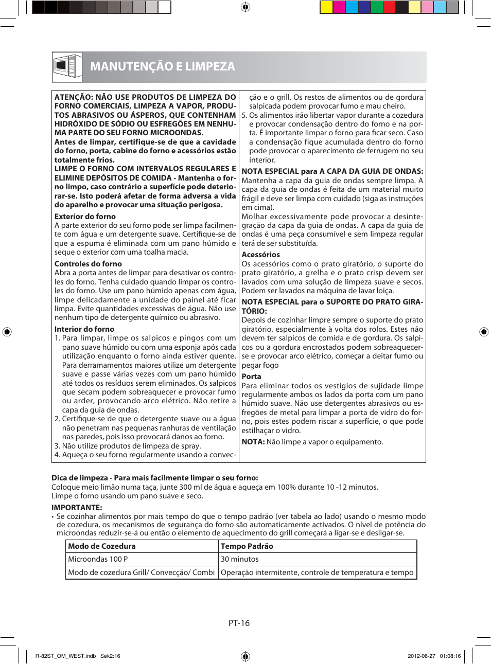 Manutenção e limpeza | Sharp R-82STW Four à micro-ondes combiné User Manual | Page 50 / 180