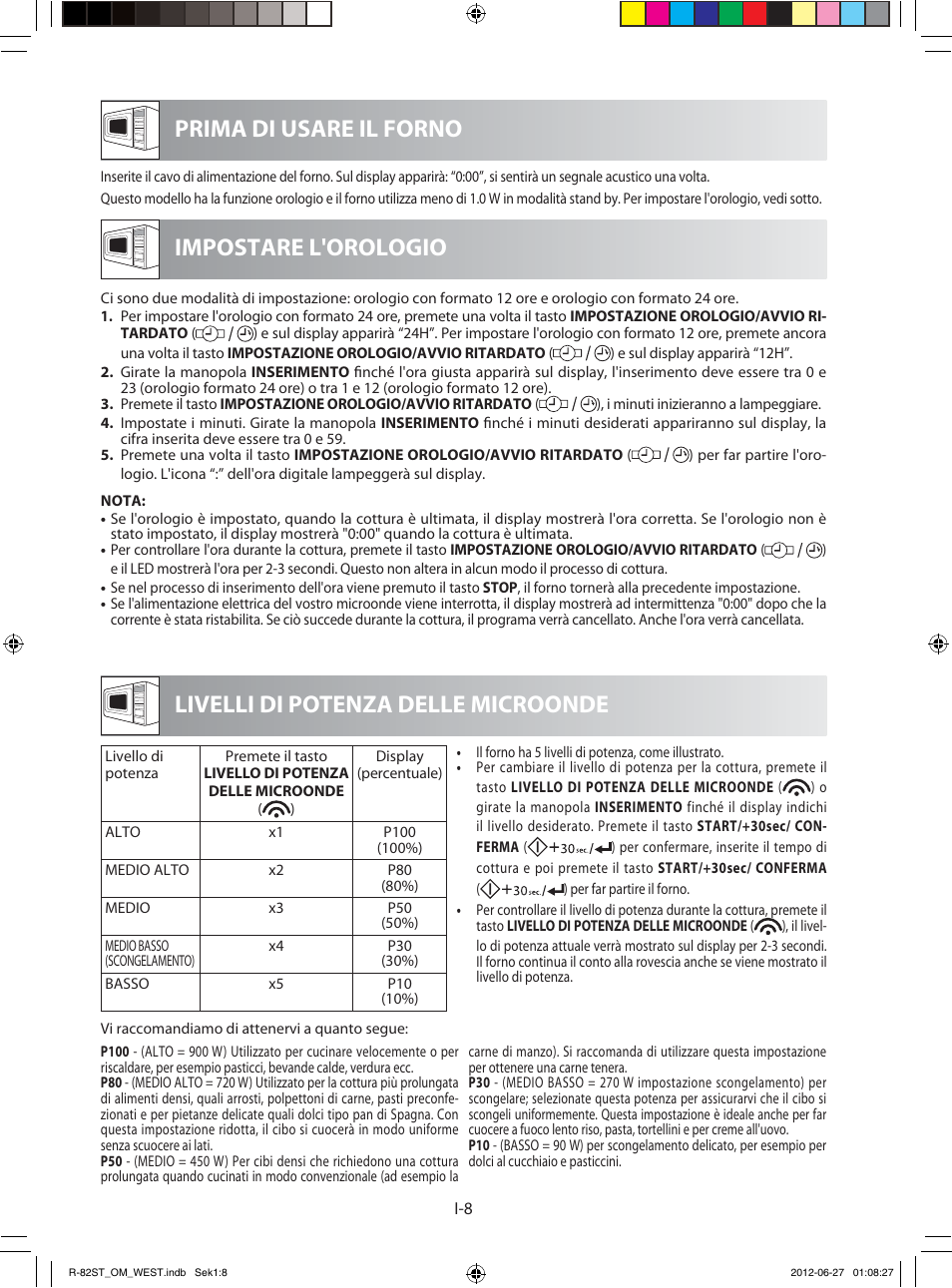 Impostare l'orologio | Sharp R-82STW Four à micro-ondes combiné User Manual | Page 74 / 180