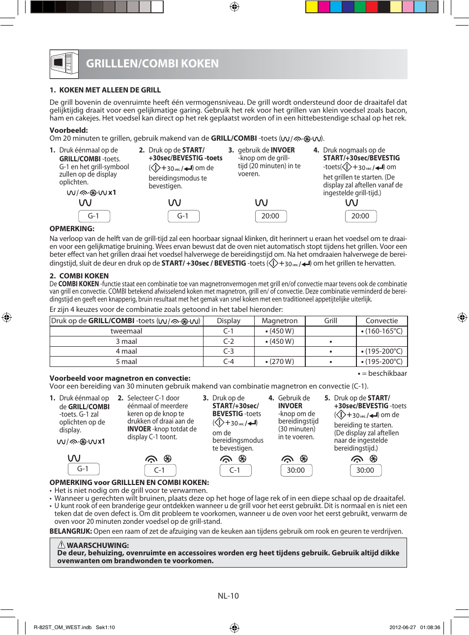 Grilllen/combi koken | Sharp R-82STW Four à micro-ondes combiné User Manual | Page 92 / 180