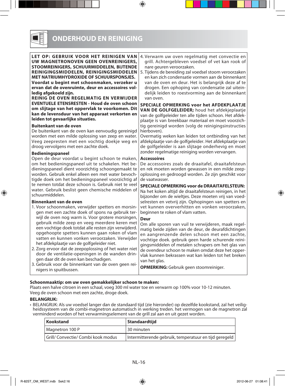 Onderhoud en reiniging | Sharp R-82STW Four à micro-ondes combiné User Manual | Page 98 / 180