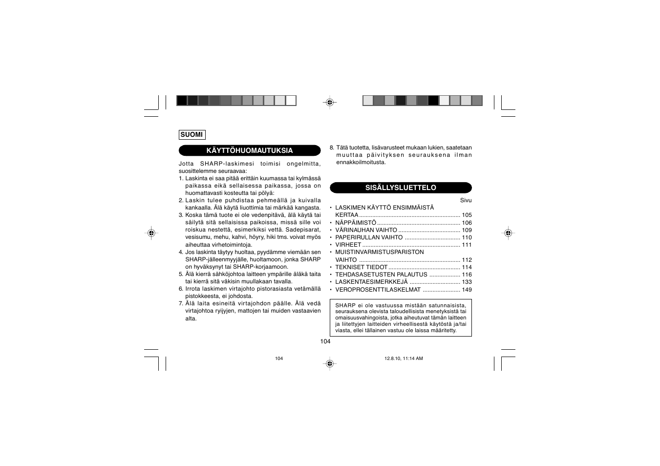 Sharp EL-2607PGGY User Manual | Page 106 / 160