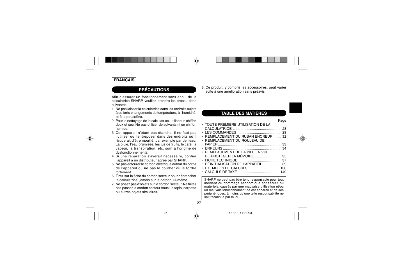 Sharp EL-2607PGGY User Manual | Page 29 / 160