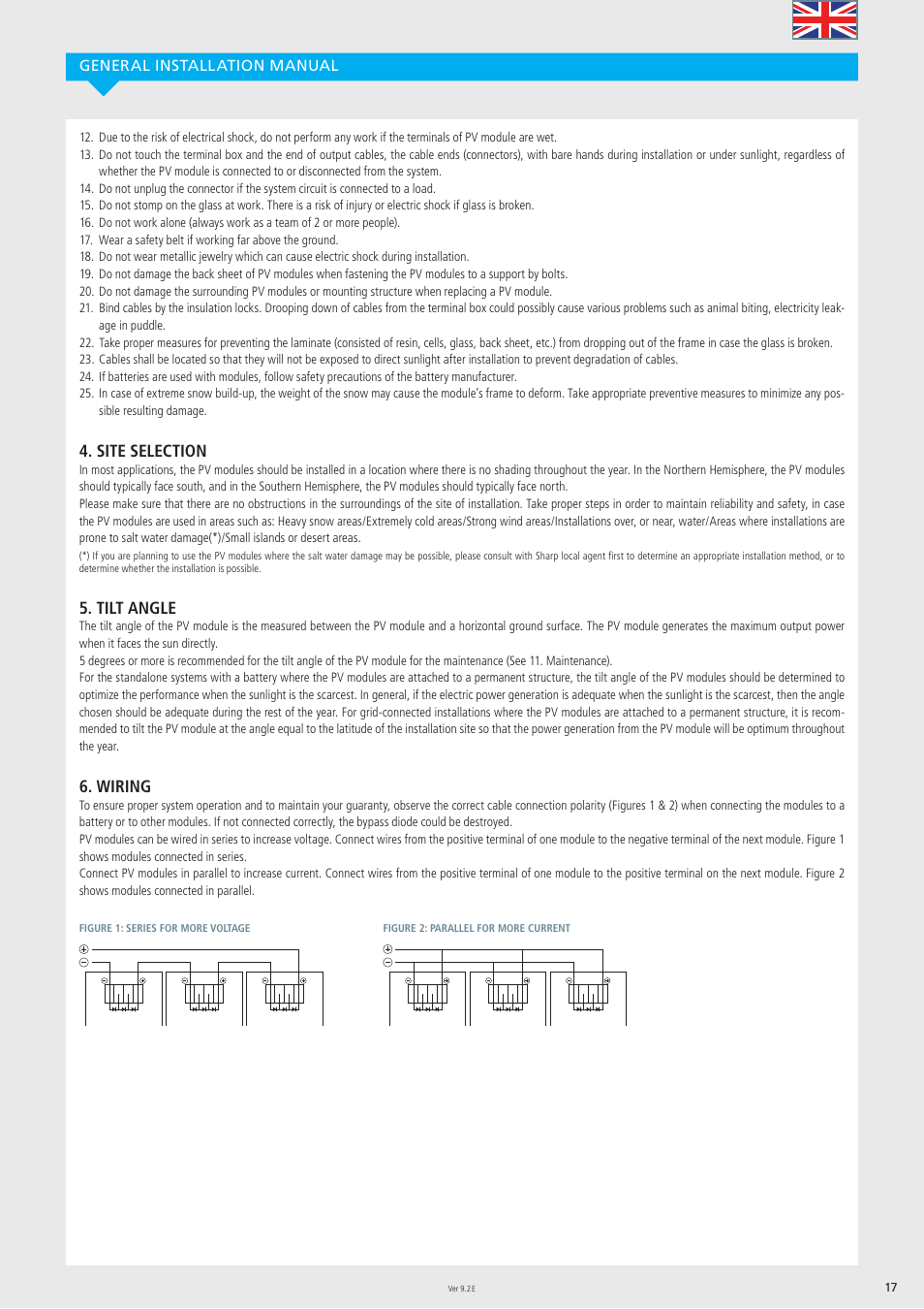 Site selection, Tilt angle, Wiring | Sharp ND-R250A5 User Manual | Page 17 / 40