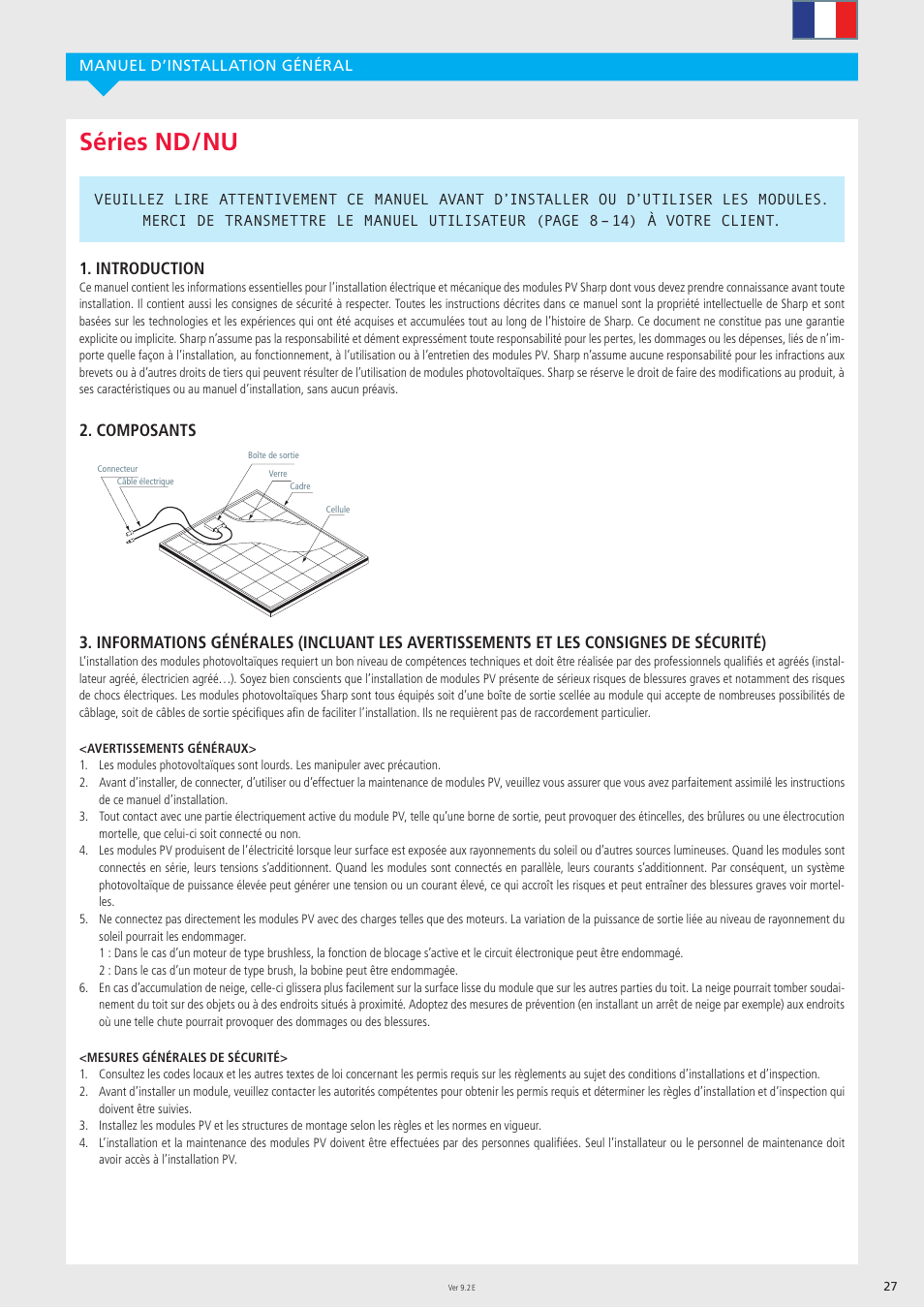 Séries nd / nu, Introduction | Sharp ND-R250A5 User Manual | Page 27 / 40