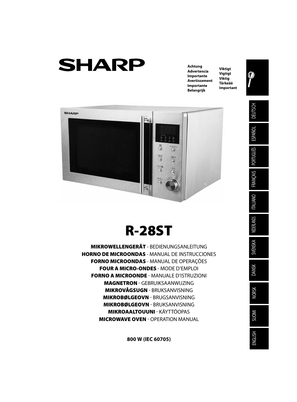 Sharp R-28STW Four à micro-ondes solo User Manual | 180 pages