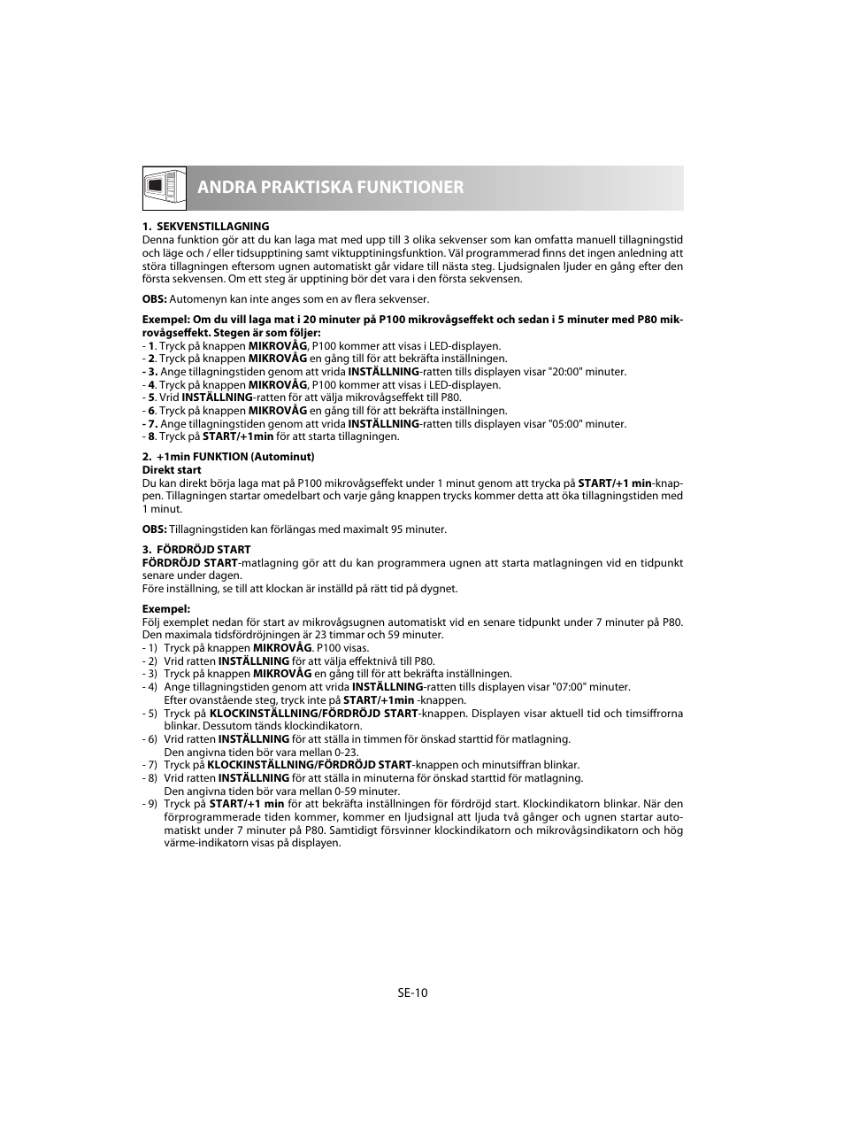 Andra praktiska funktioner | Sharp R-28STW Four à micro-ondes solo User Manual | Page 108 / 180