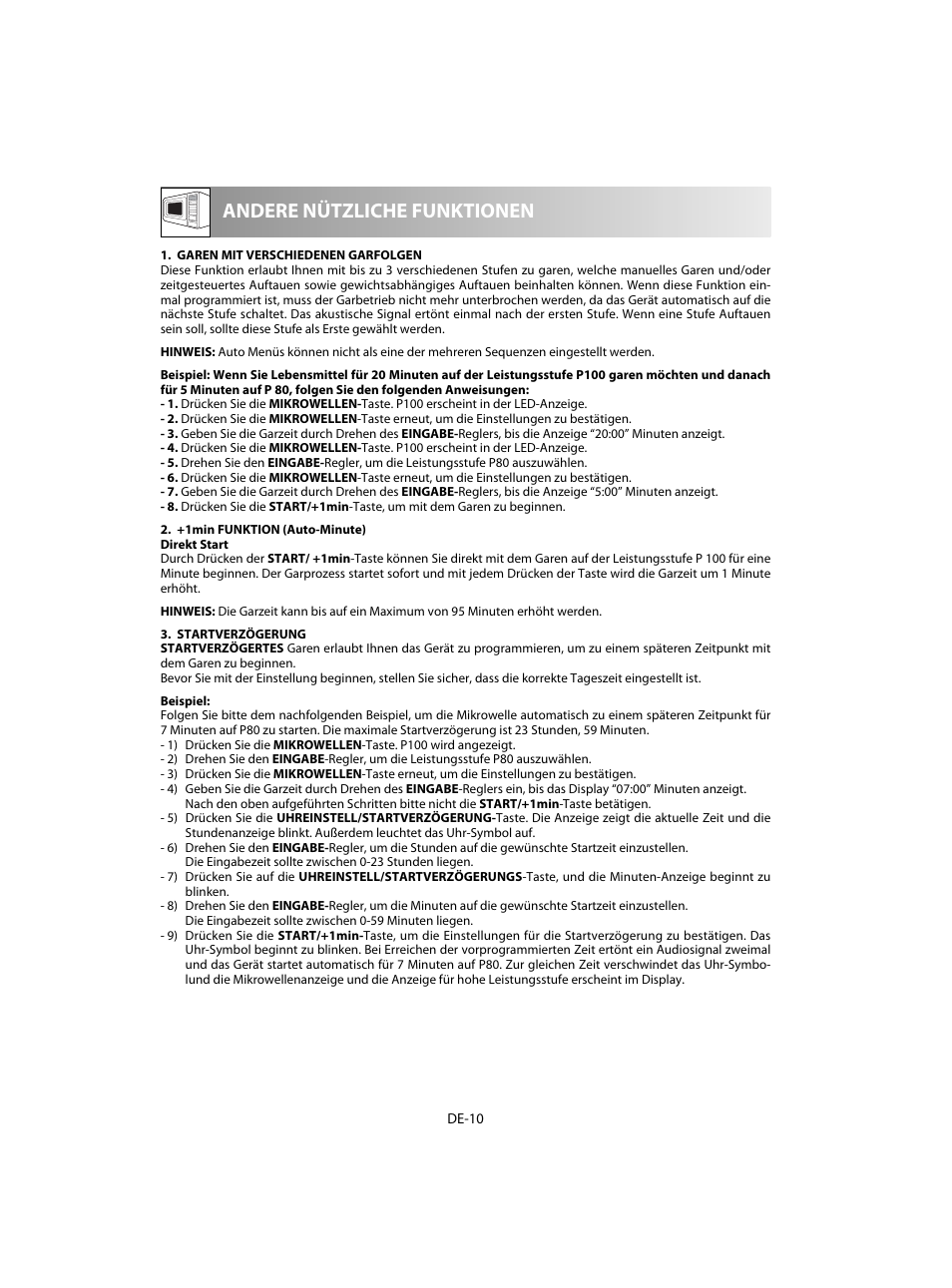 Andere nützliche funktionen | Sharp R-28STW Four à micro-ondes solo User Manual | Page 12 / 180