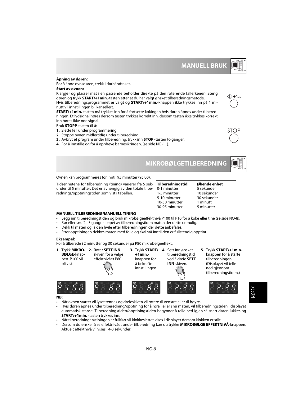 Mikrobølgetilberedning manuell bruk | Sharp R-28STW Four à micro-ondes solo User Manual | Page 139 / 180