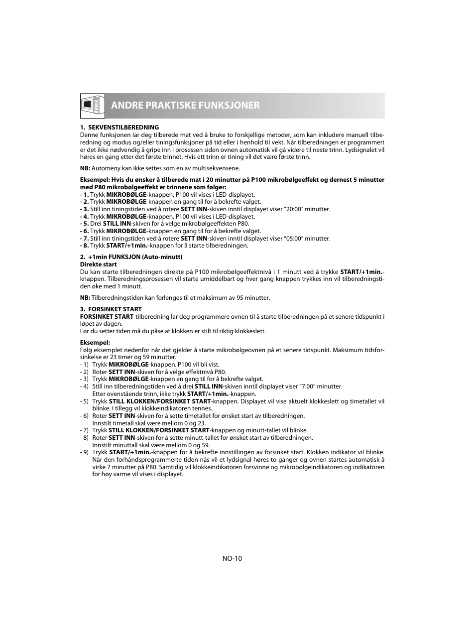 Andre praktiske funksjoner | Sharp R-28STW Four à micro-ondes solo User Manual | Page 140 / 180