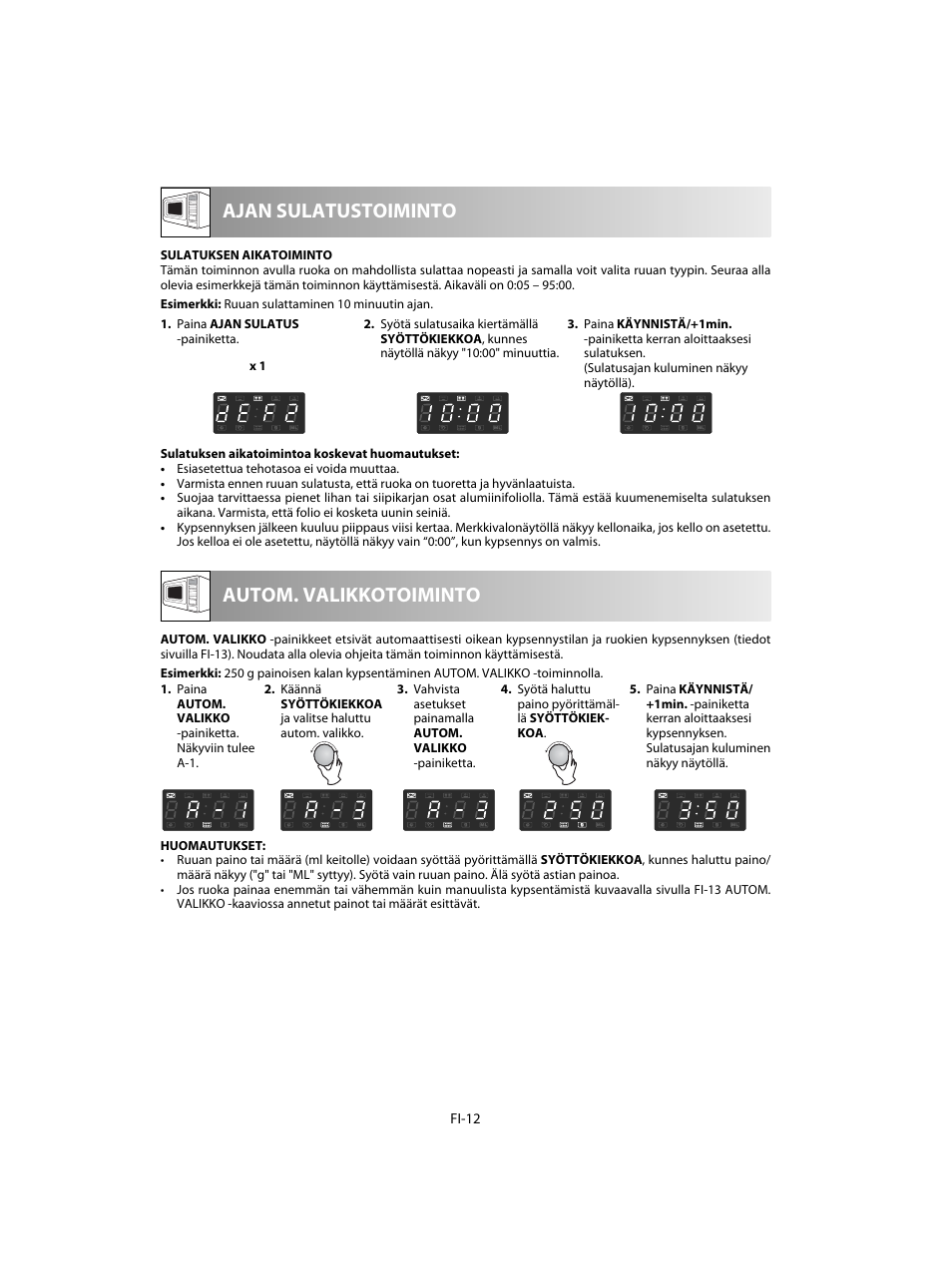 Ajan sulatustoiminto, Autom. valikkotoiminto | Sharp R-28STW Four à micro-ondes solo User Manual | Page 158 / 180