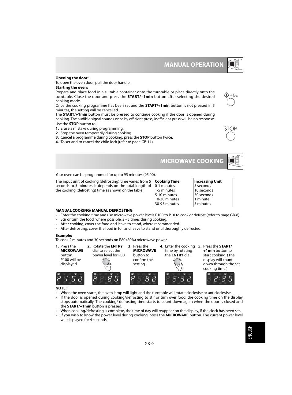 Microwave cooking manual operation | Sharp R-28STW Four à micro-ondes solo User Manual | Page 171 / 180