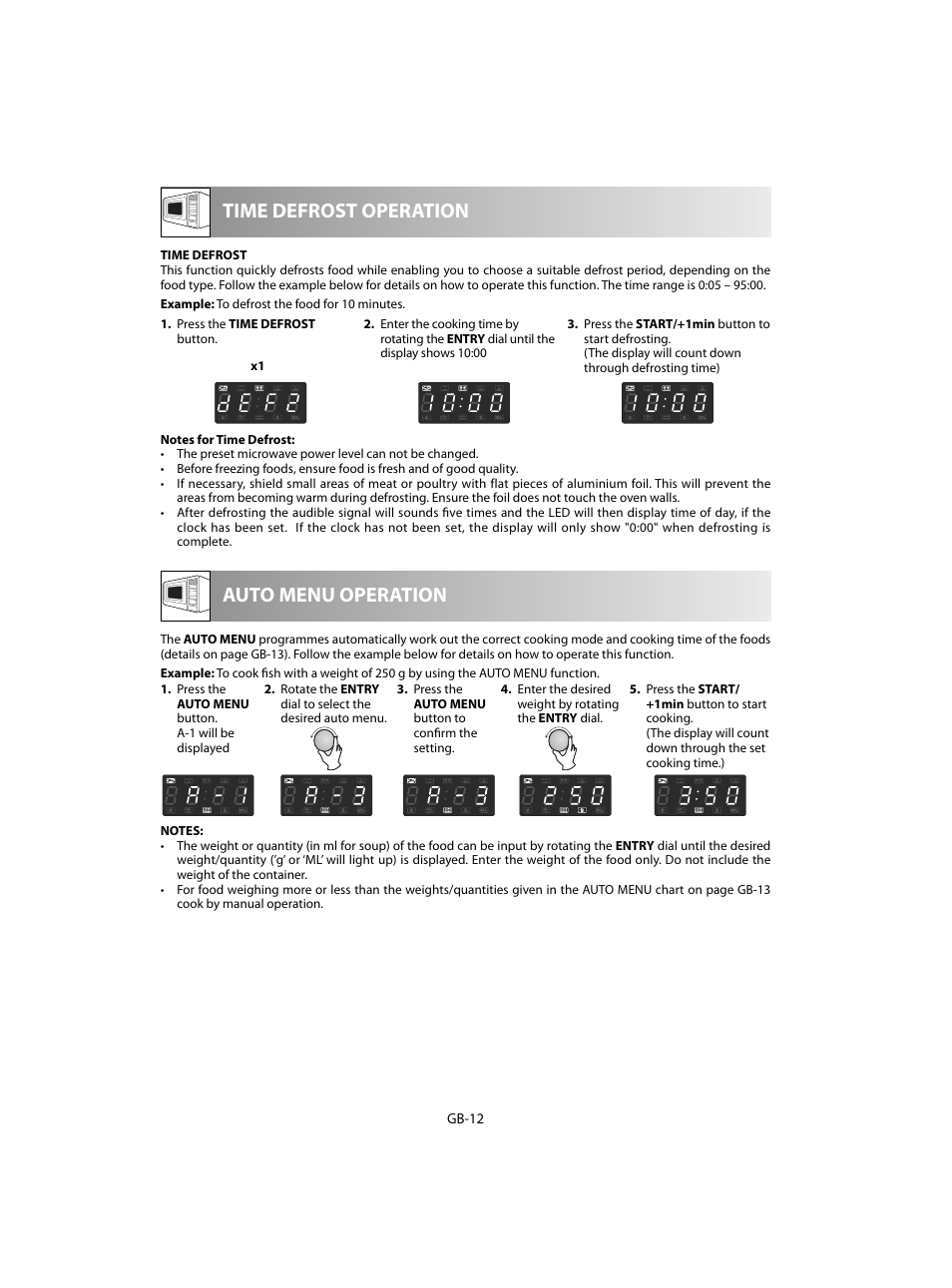 Time defrost operation, Auto menu operation | Sharp R-28STW Four à micro-ondes solo User Manual | Page 174 / 180