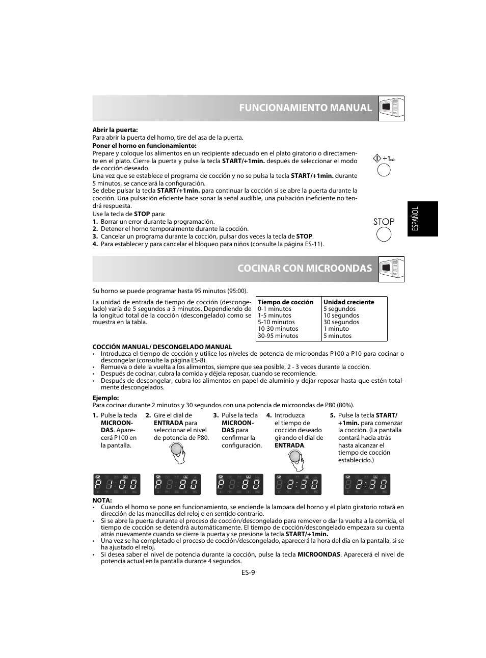 Cocinar con microondas funcionamiento manual | Sharp R-28STW Four à micro-ondes solo User Manual | Page 27 / 180