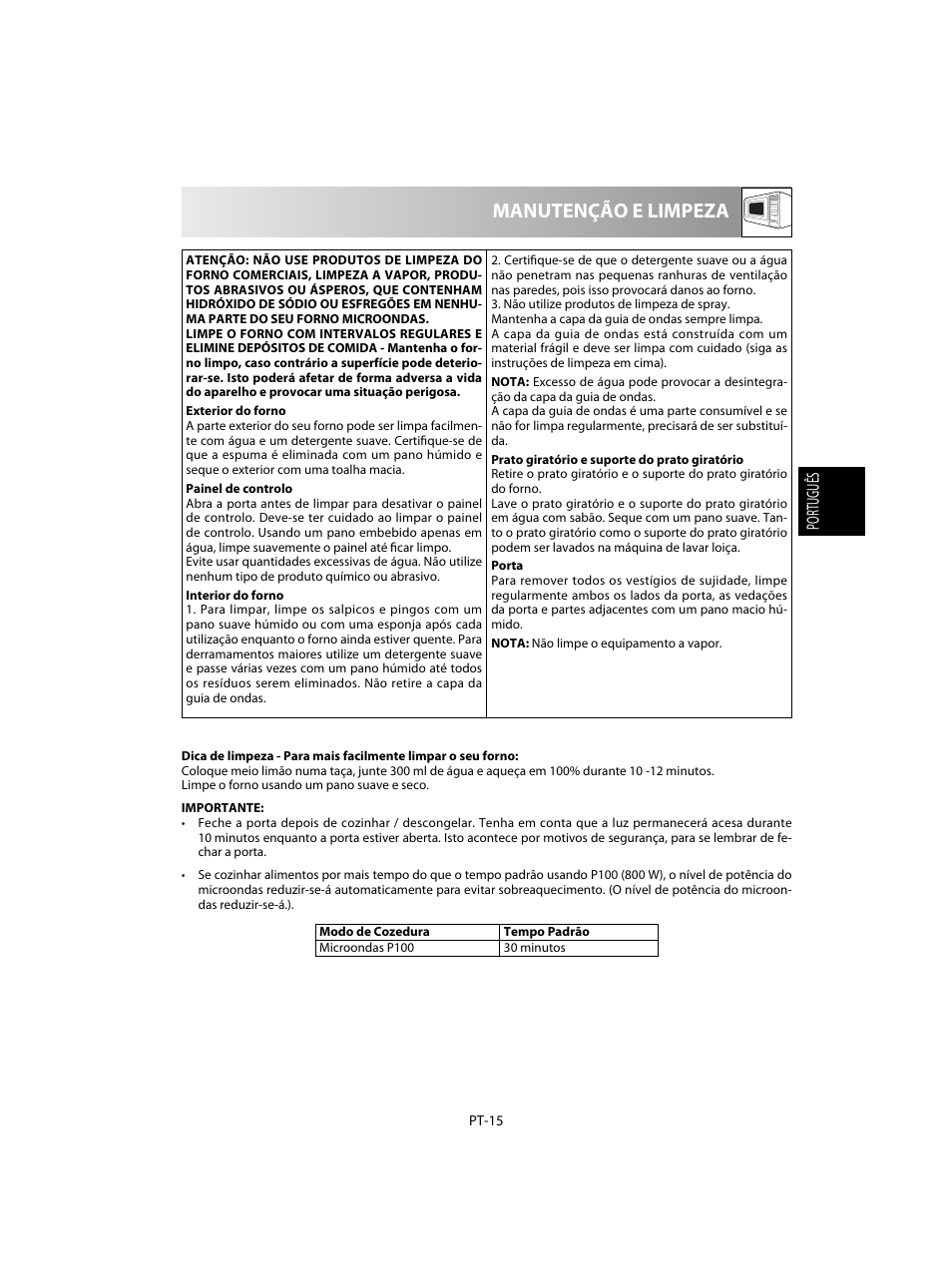 Manutenção e limpeza | Sharp R-28STW Four à micro-ondes solo User Manual | Page 49 / 180
