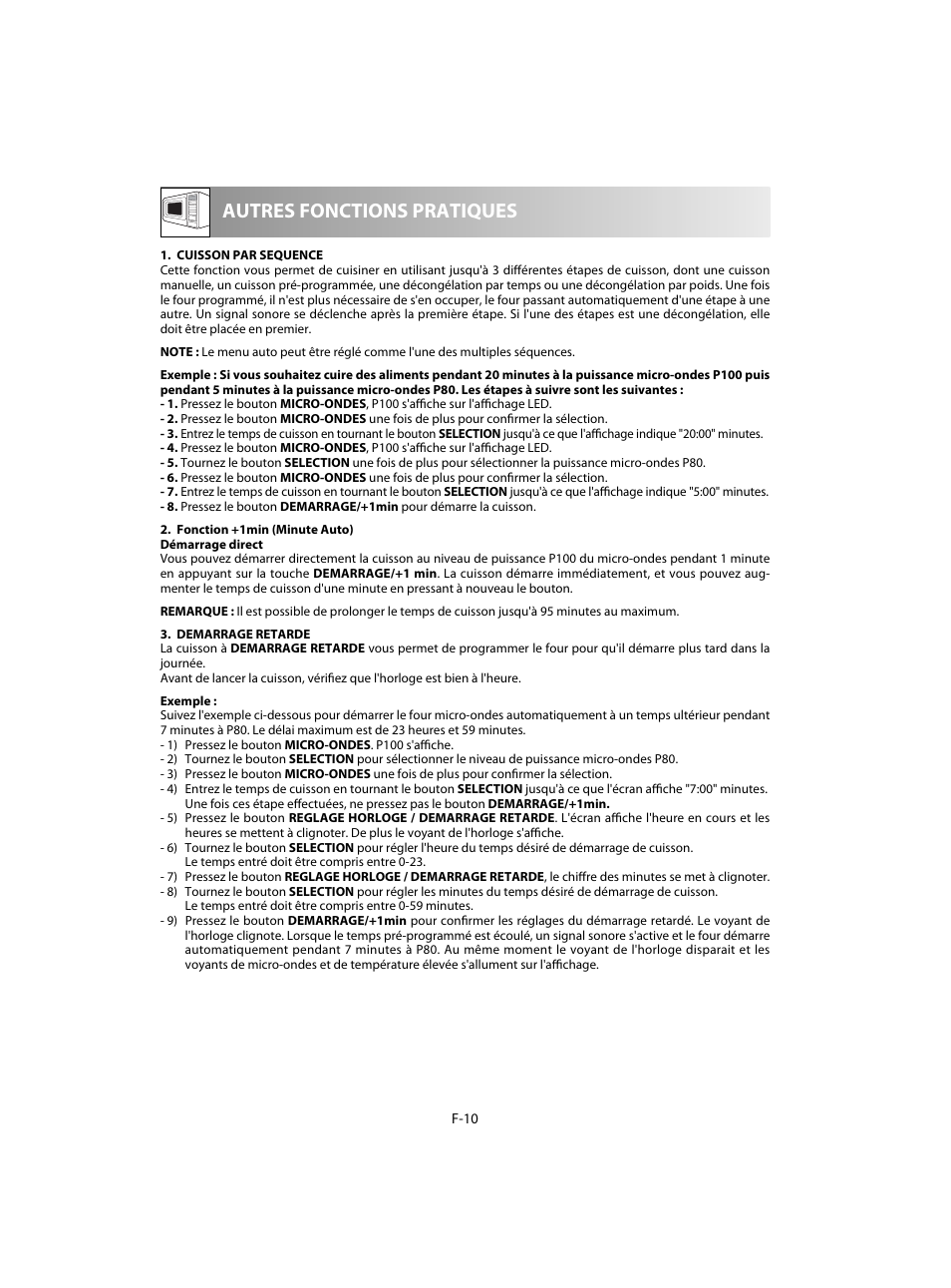 Autres fonctions pratiques | Sharp R-28STW Four à micro-ondes solo User Manual | Page 60 / 180