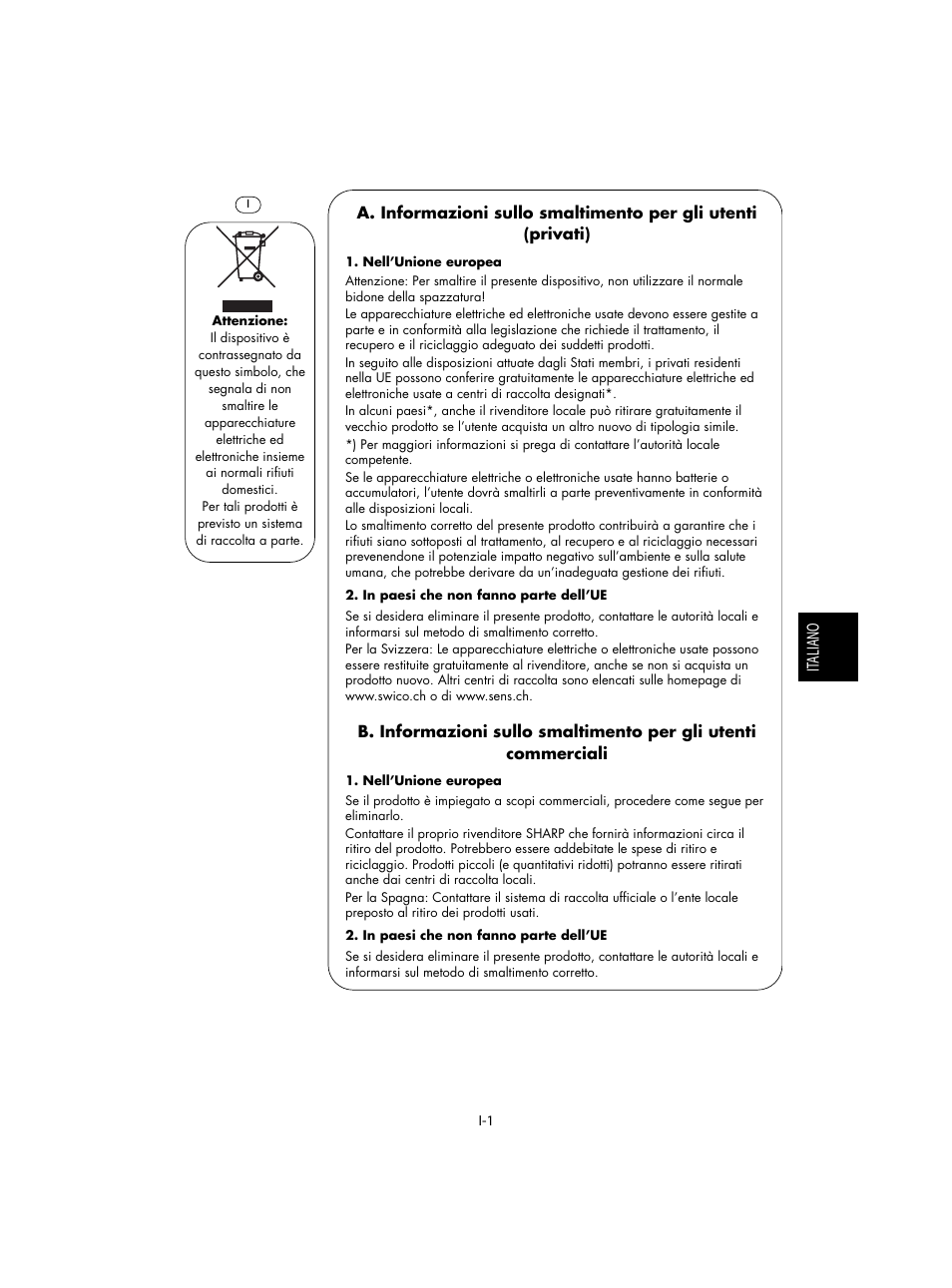 It aliano | Sharp R-28STW Four à micro-ondes solo User Manual | Page 67 / 180
