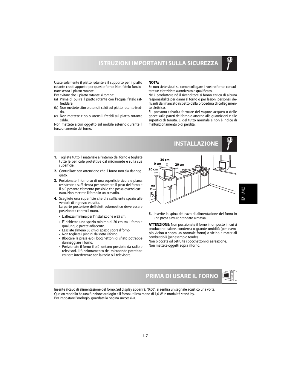 Prima di usare il forno | Sharp R-28STW Four à micro-ondes solo User Manual | Page 73 / 180