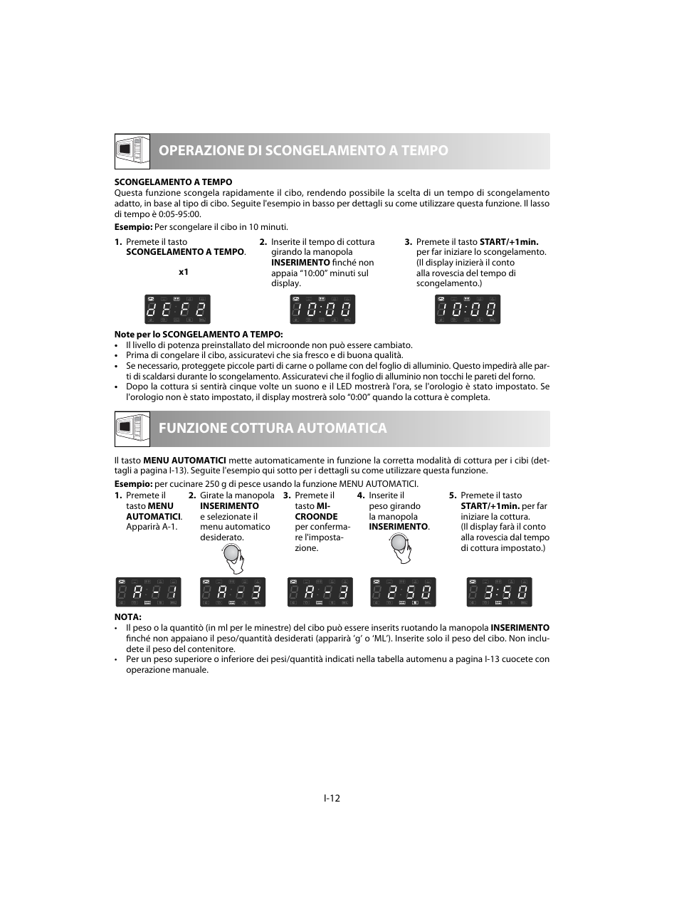 Operazione di scongelamento a tempo, Funzione cottura automatica | Sharp R-28STW Four à micro-ondes solo User Manual | Page 78 / 180