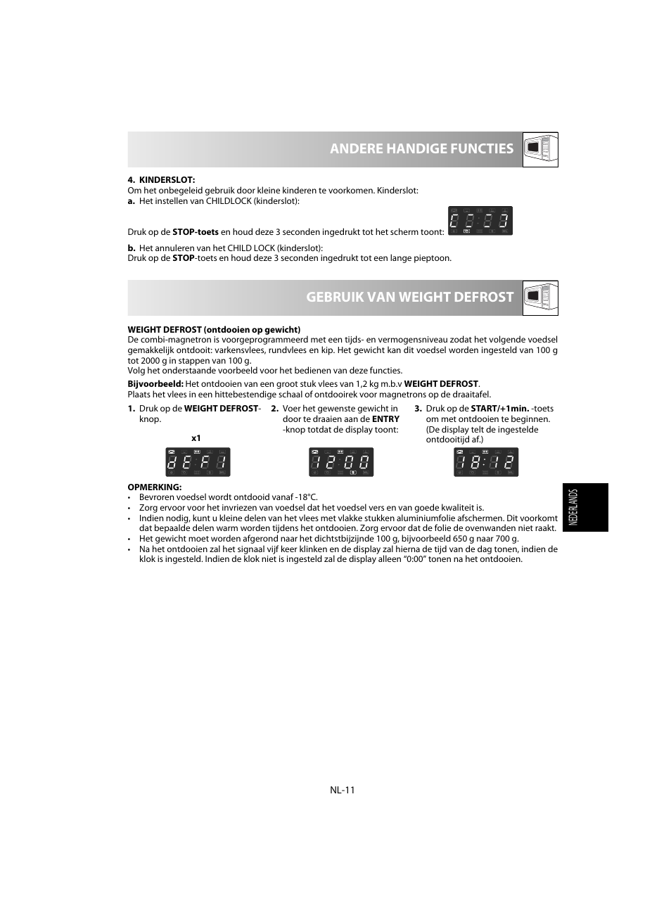 Gebruik van weight defrost andere handige functies | Sharp R-28STW Four à micro-ondes solo User Manual | Page 93 / 180