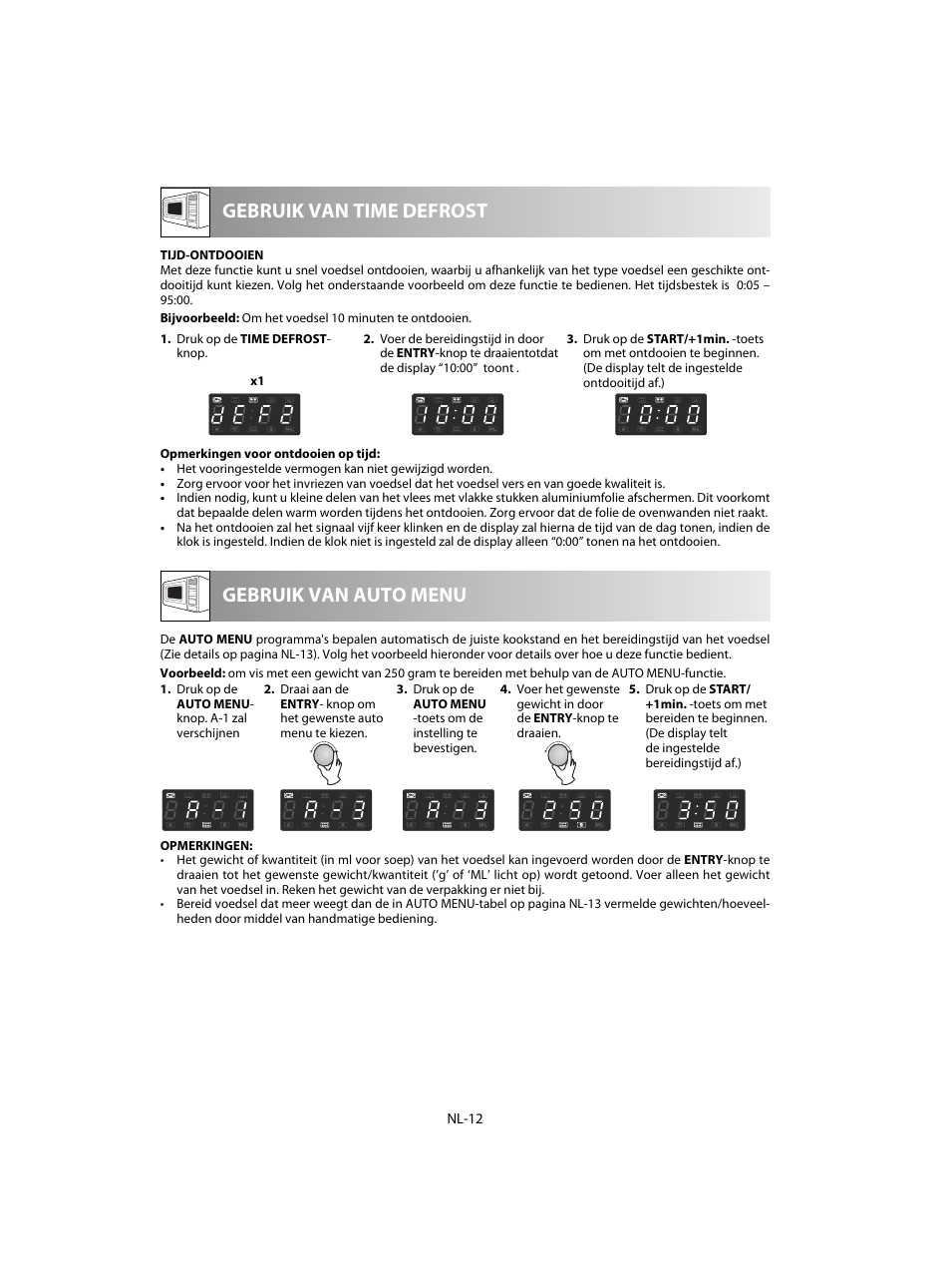 Gebruik van time defrost, Gebruik van auto menu | Sharp R-28STW Four à micro-ondes solo User Manual | Page 94 / 180