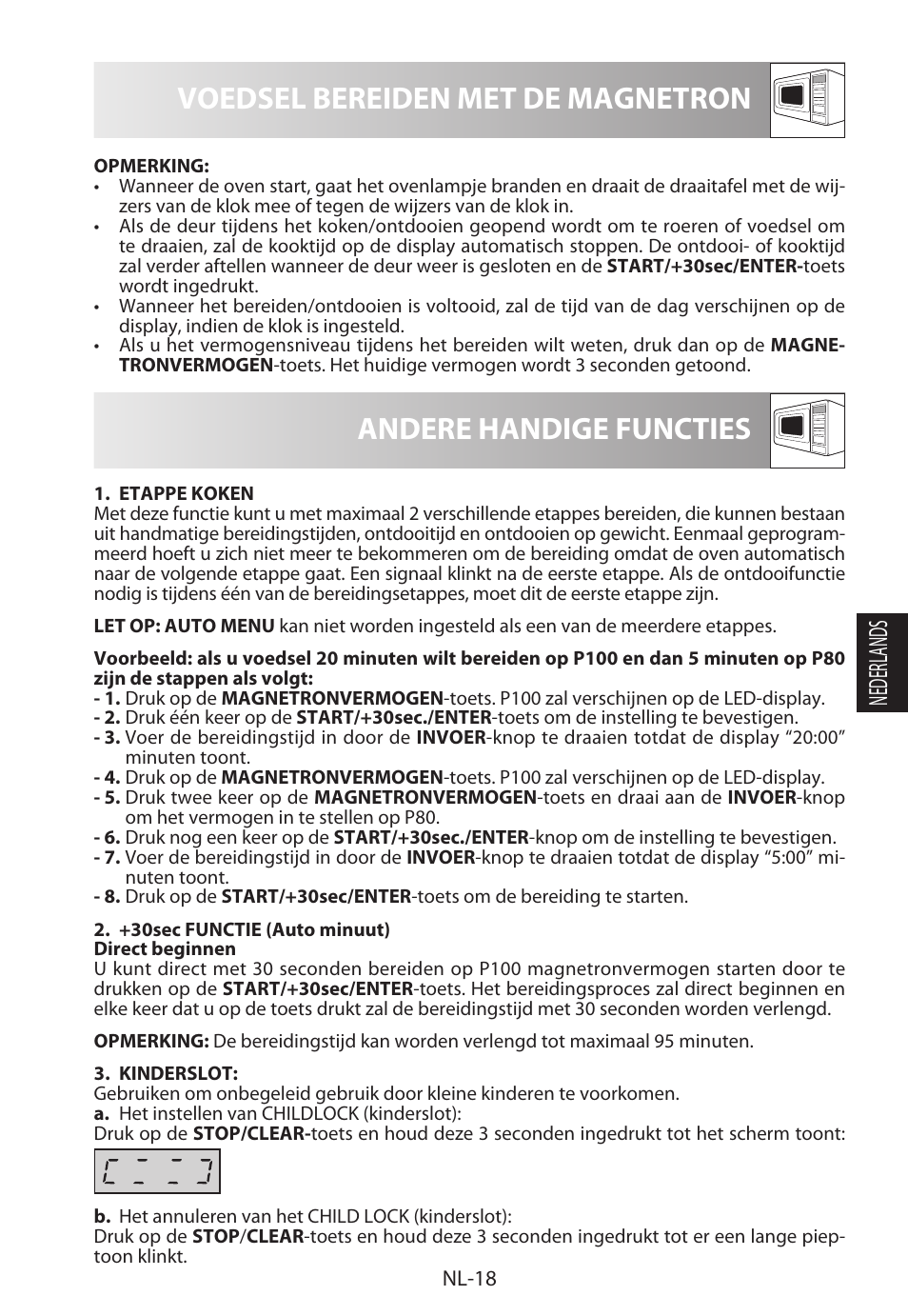 Voedsel bereiden met de magnetron, Andere handige functies, Nederlands | Sharp R-222STWE Four à micro-ondes solo User Manual | Page 117 / 246