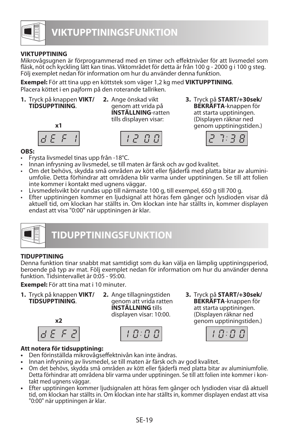 Viktupptiningsfunktion, Tidupptiningsfunktion | Sharp R-222STWE Four à micro-ondes solo User Manual | Page 142 / 246