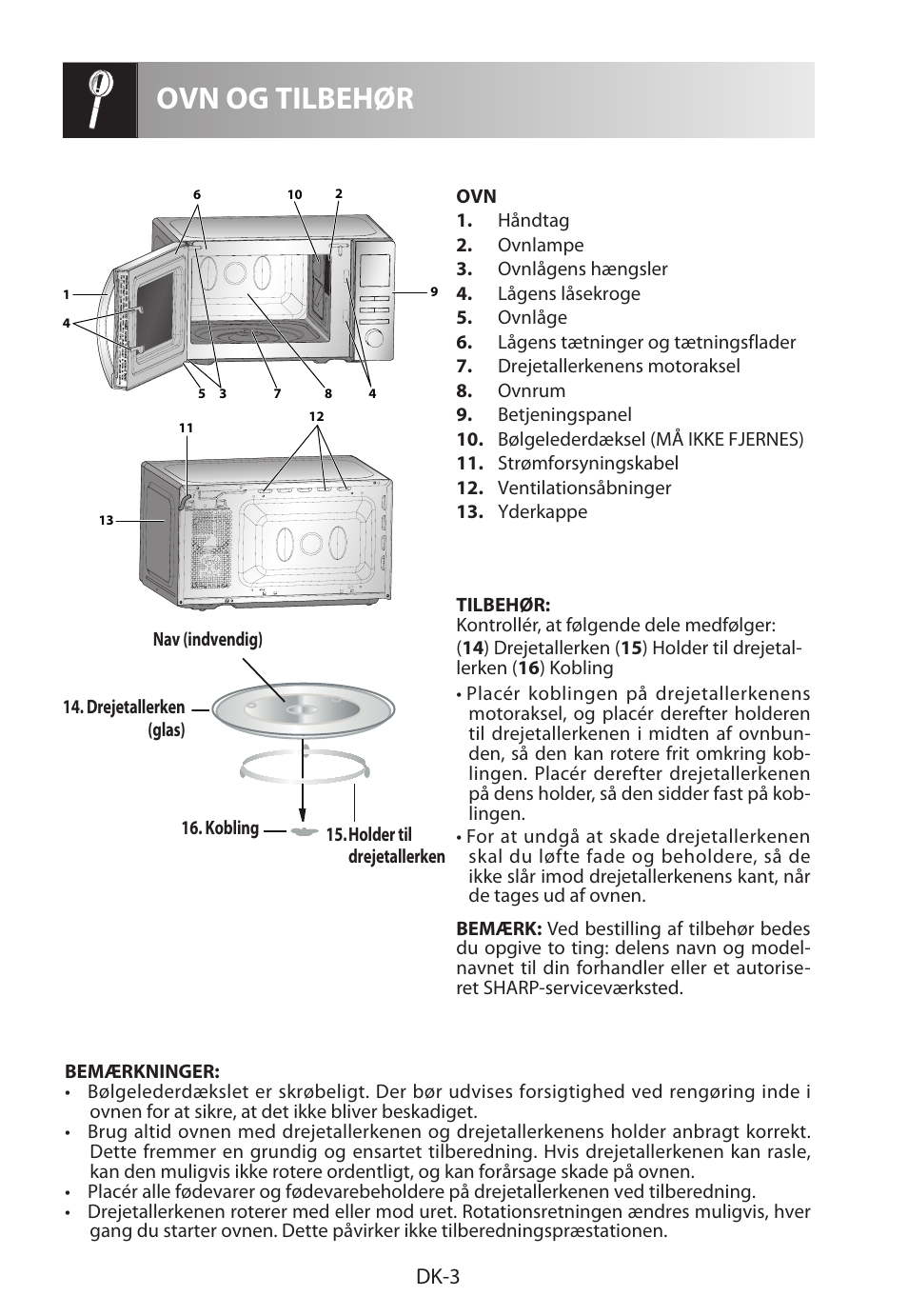 Ovn og tilbehør, Dk-3 | Sharp R-222STWE Four à micro-ondes solo User Manual | Page 150 / 246