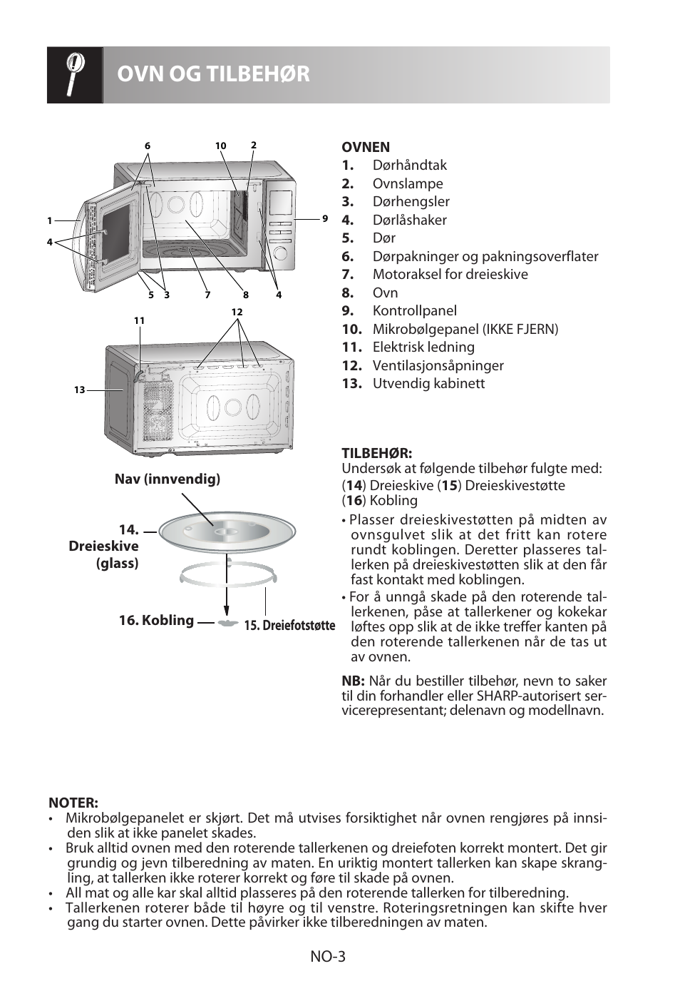 Ovn og tilbehør, No-3 | Sharp R-222STWE Four à micro-ondes solo User Manual | Page 174 / 246