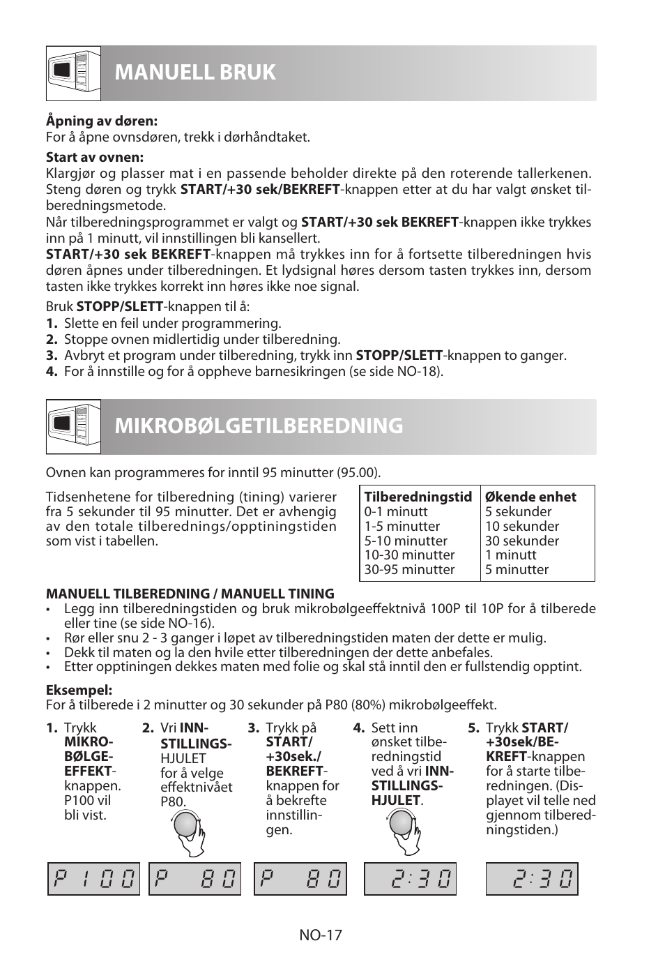 Manuell bruk mikrobølgetilberedning | Sharp R-222STWE Four à micro-ondes solo User Manual | Page 188 / 246