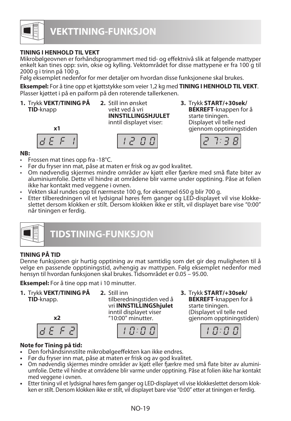 Vekttining-funksjon, Tidstining-funksjon | Sharp R-222STWE Four à micro-ondes solo User Manual | Page 190 / 246