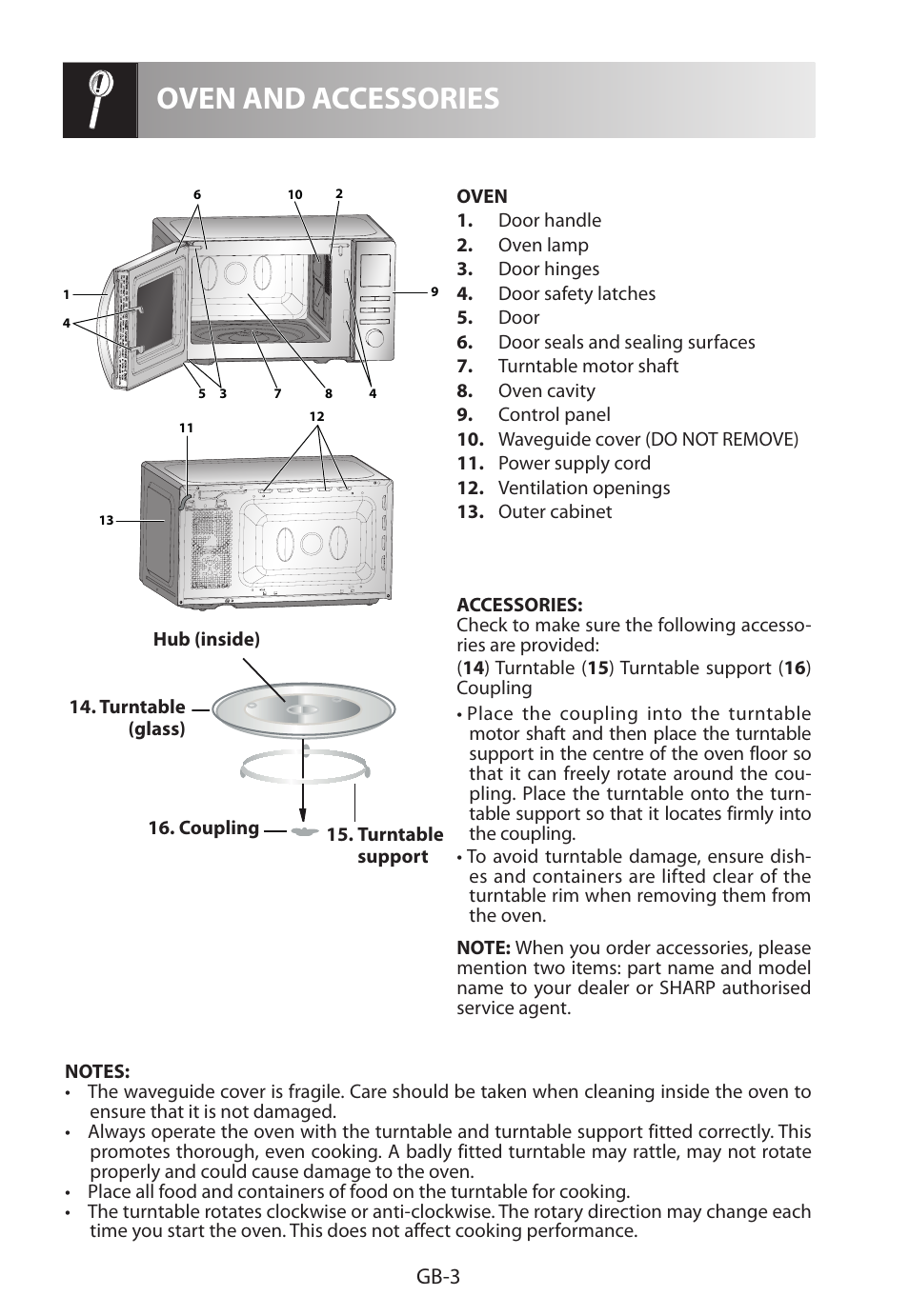 Oven and accessories, Gb-3 | Sharp R-222STWE Four à micro-ondes solo User Manual | Page 222 / 246