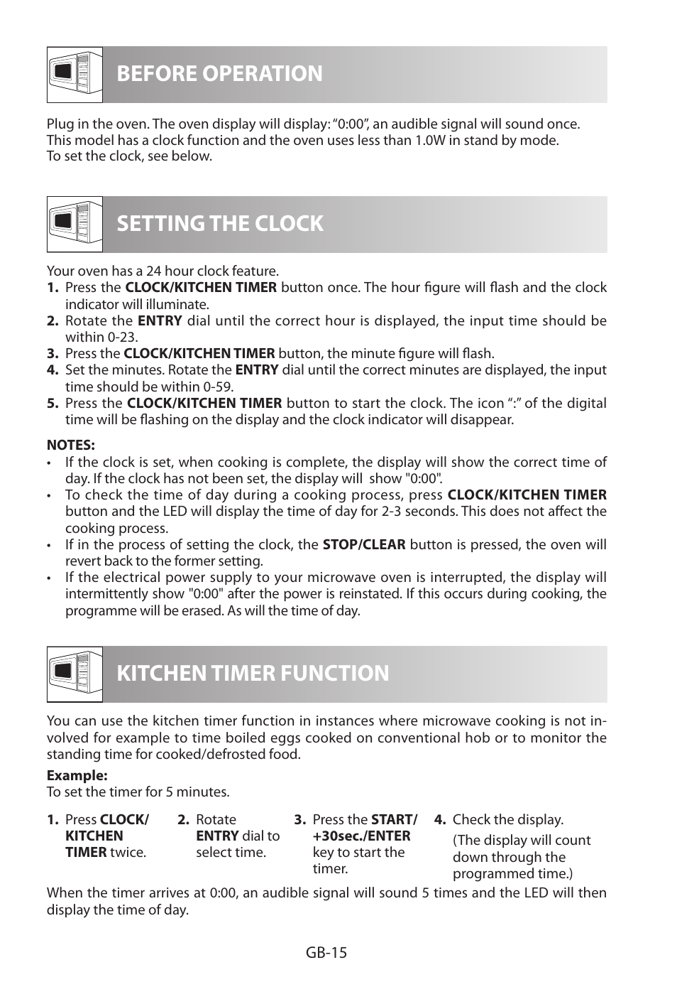 Before operation setting the clock, Kitchen timer function | Sharp R-222STWE Four à micro-ondes solo User Manual | Page 234 / 246