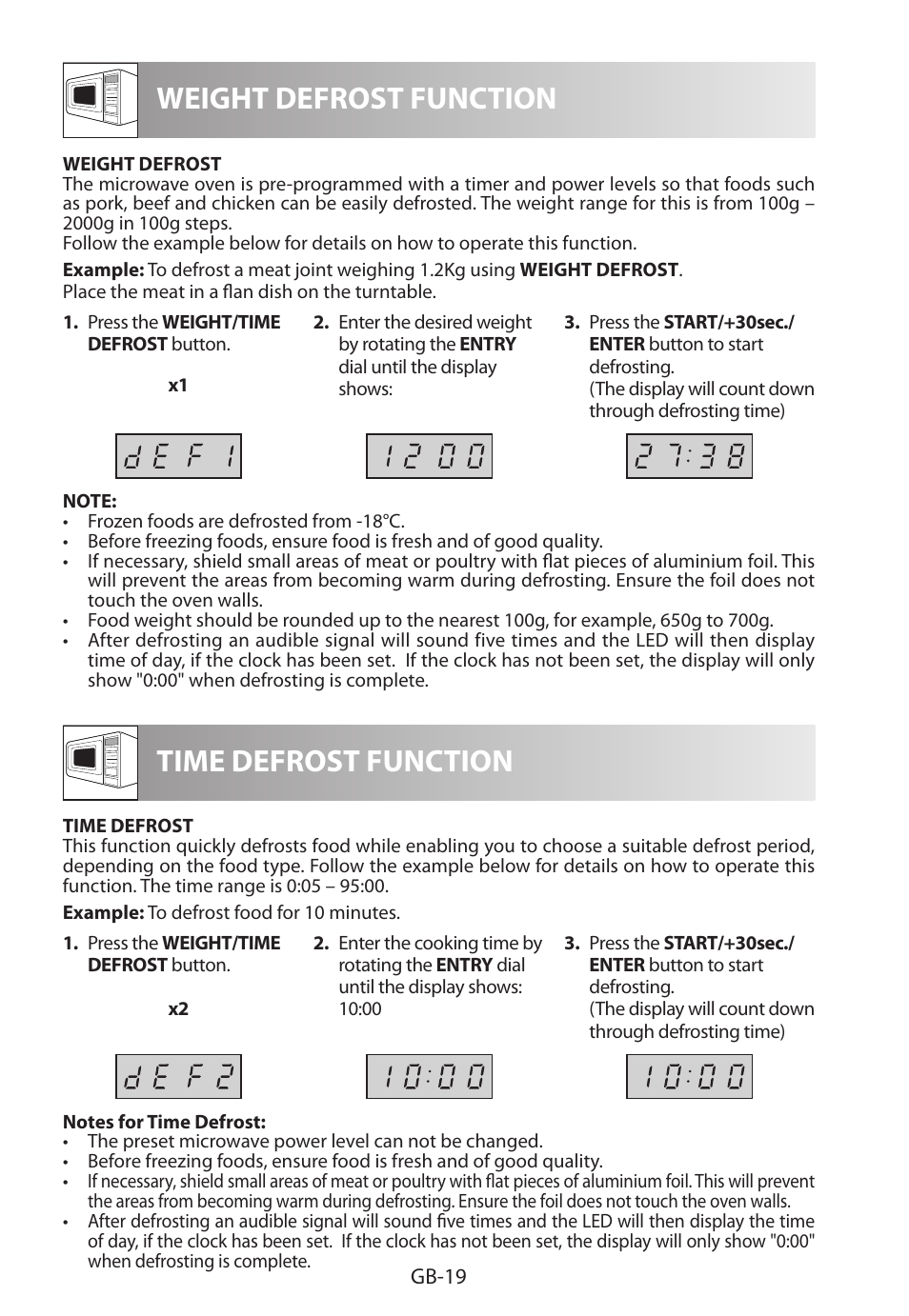 Weight defrost function, Time defrost function | Sharp R-222STWE Four à micro-ondes solo User Manual | Page 238 / 246