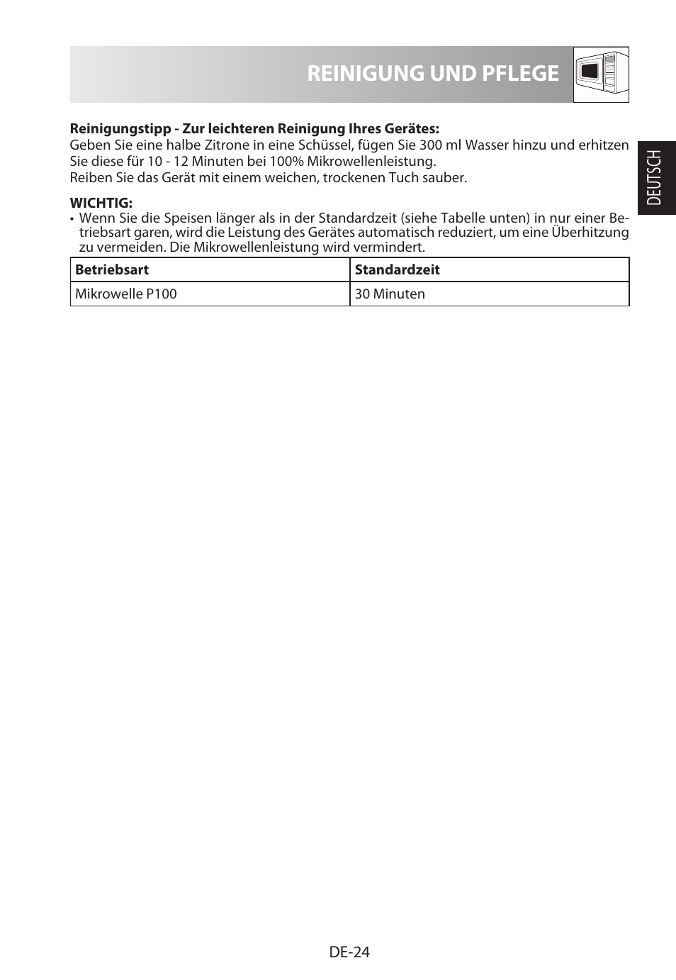 Reinigung und pflege, Deutsch | Sharp R-222STWE Four à micro-ondes solo User Manual | Page 27 / 246