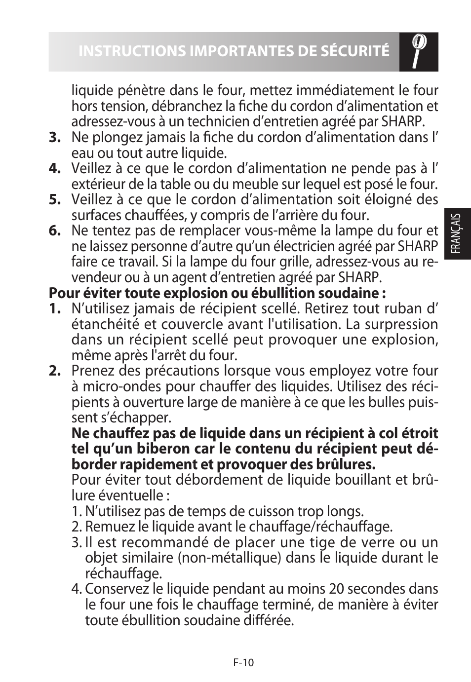 Sharp R-222STWE Four à micro-ondes solo User Manual | Page 61 / 246