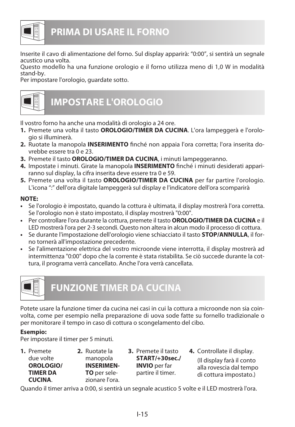 Prima di usare il forno impostare l'orologio, Funzione timer da cucina | Sharp R-222STWE Four à micro-ondes solo User Manual | Page 90 / 246