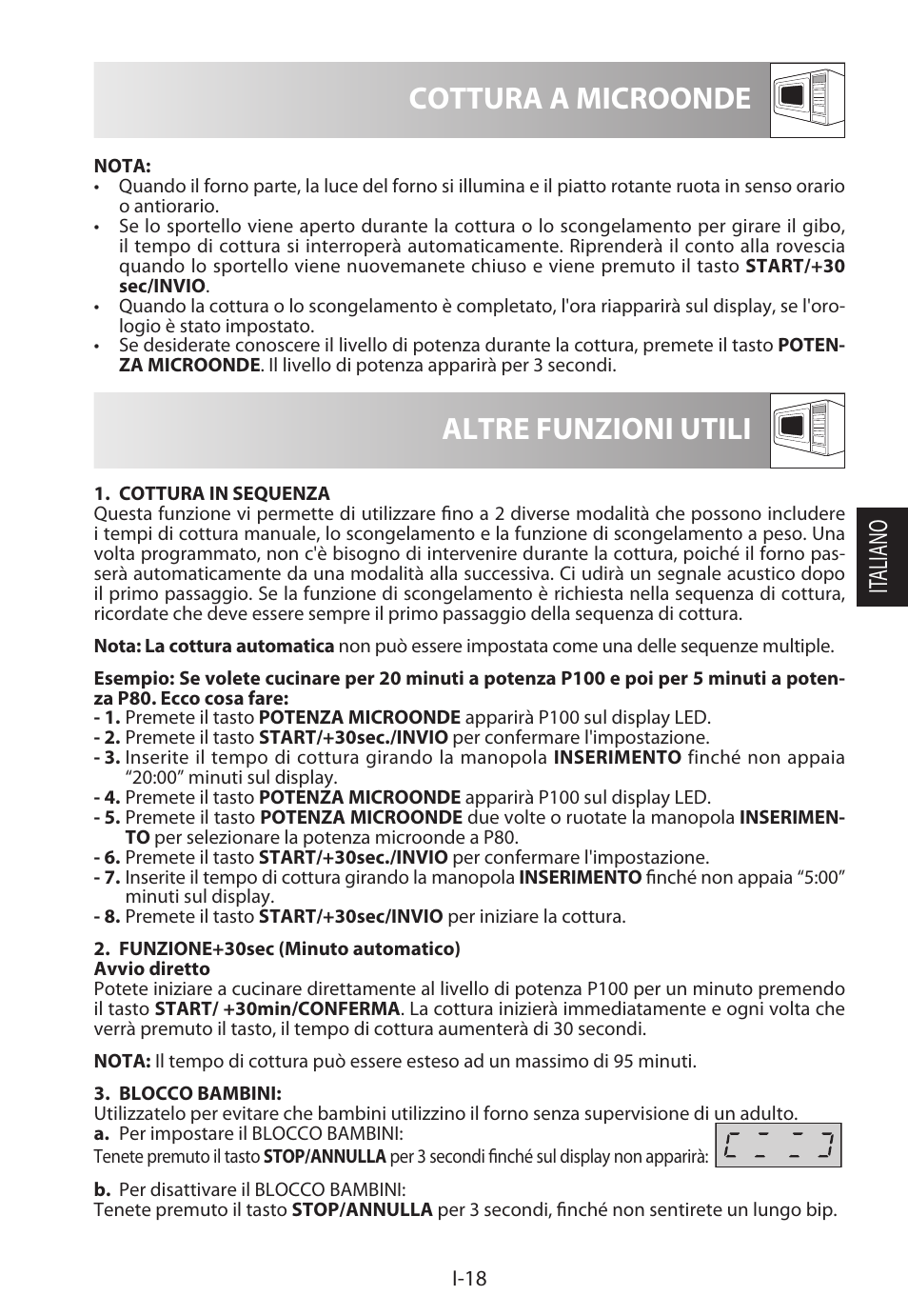 Cottura a microonde, Altre funzioni utili, It aliano | Sharp R-222STWE Four à micro-ondes solo User Manual | Page 93 / 246