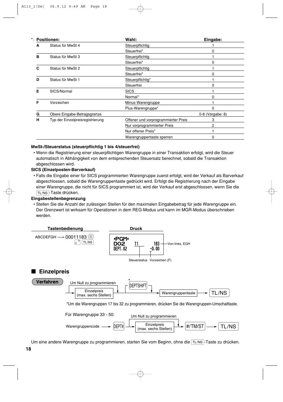 Einzelpreis | Sharp XE-A113 User Manual | Page 100 / 404