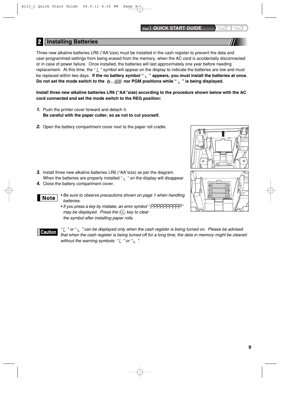 Installing batteries | Sharp XE-A113 User Manual | Page 11 / 404