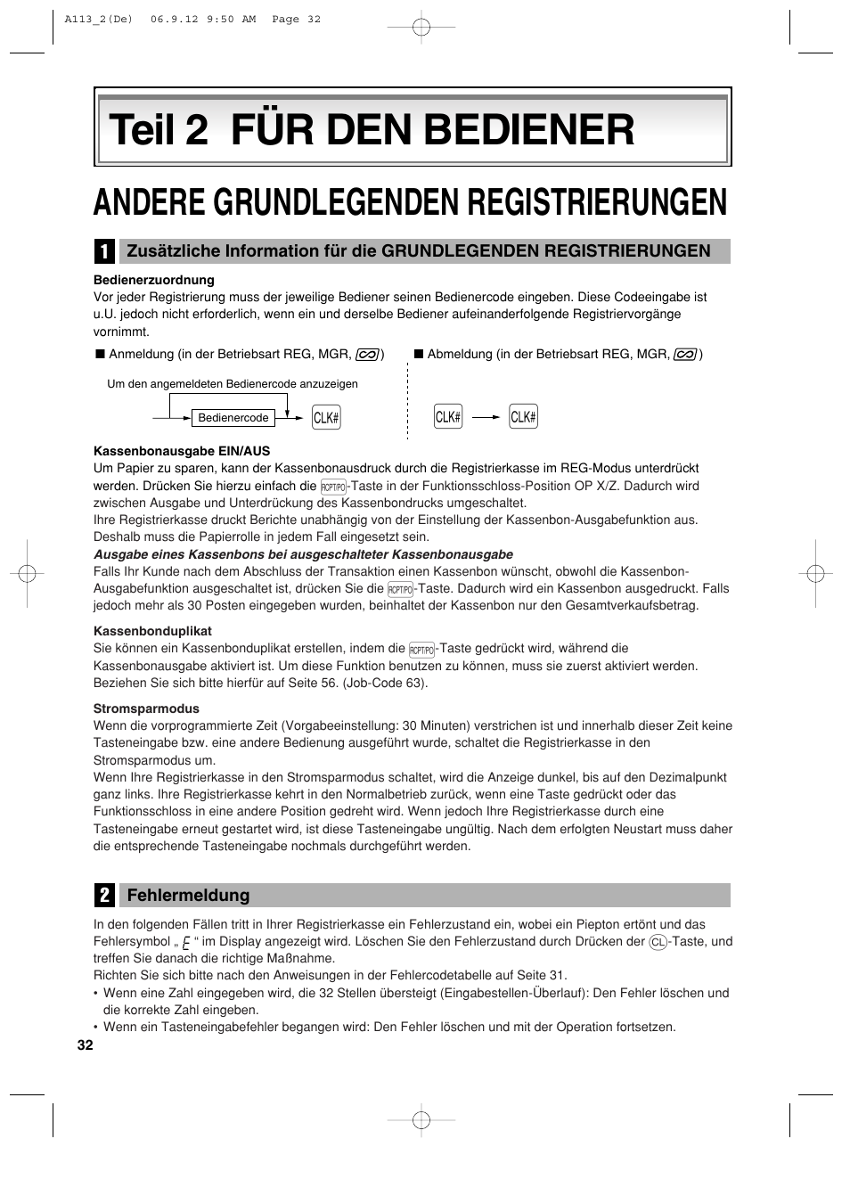 Teil 2 für den bediener, Andere grundlegenden registrierungen | Sharp XE-A113 User Manual | Page 114 / 404