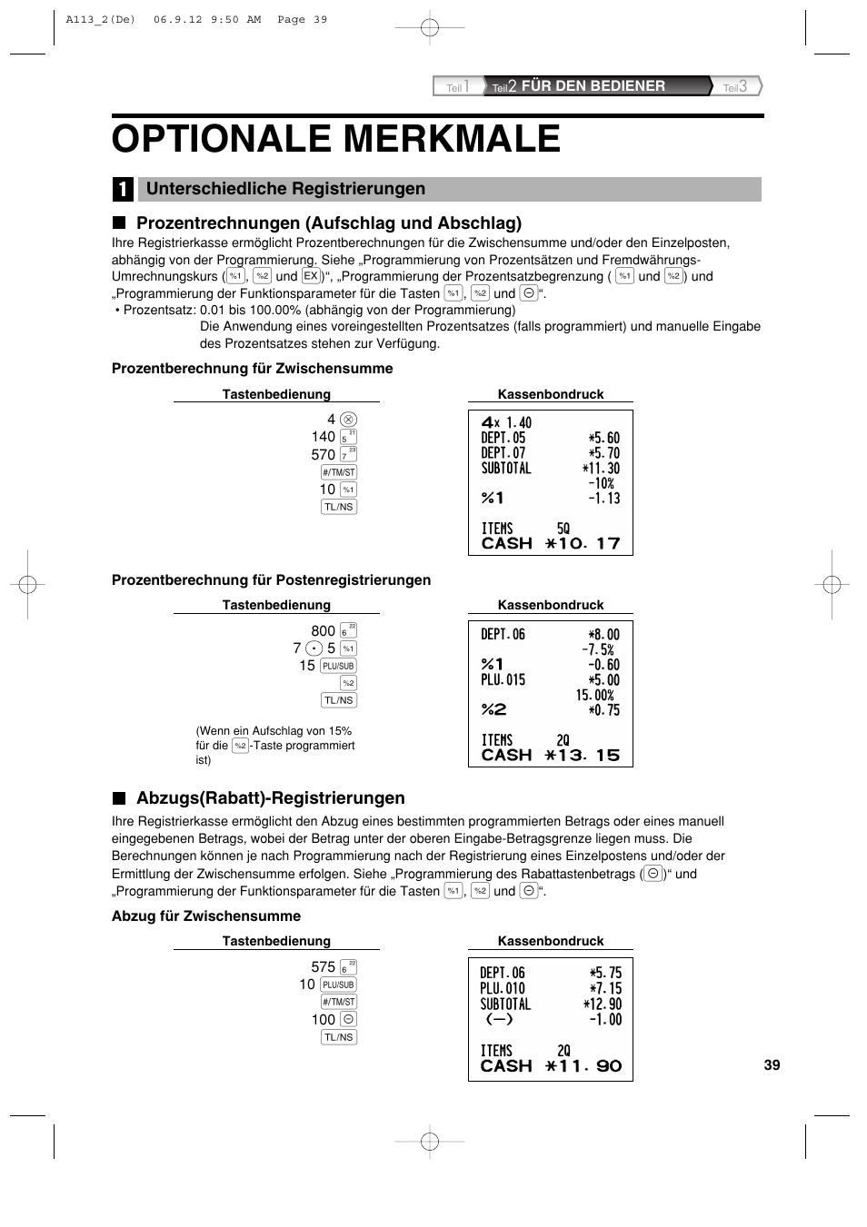 Optionale merkmale | Sharp XE-A113 User Manual | Page 121 / 404