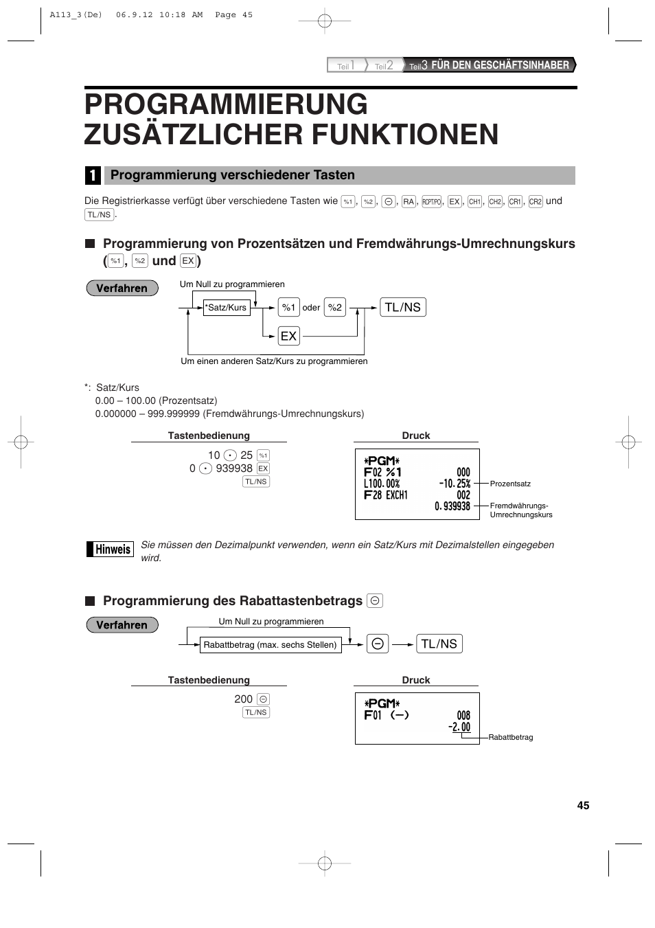 Programmierung zusätzlicher funktionen | Sharp XE-A113 User Manual | Page 127 / 404