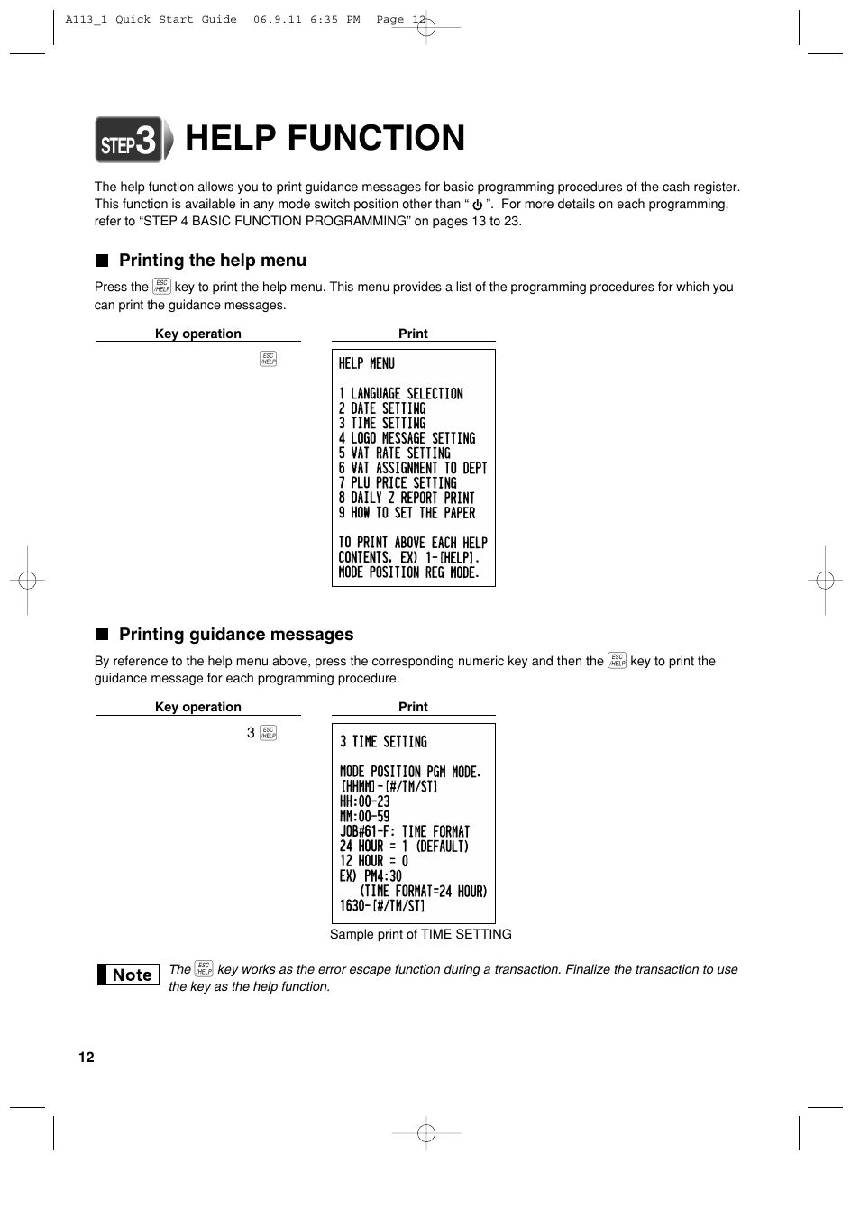 Help function, Step | Sharp XE-A113 User Manual | Page 14 / 404
