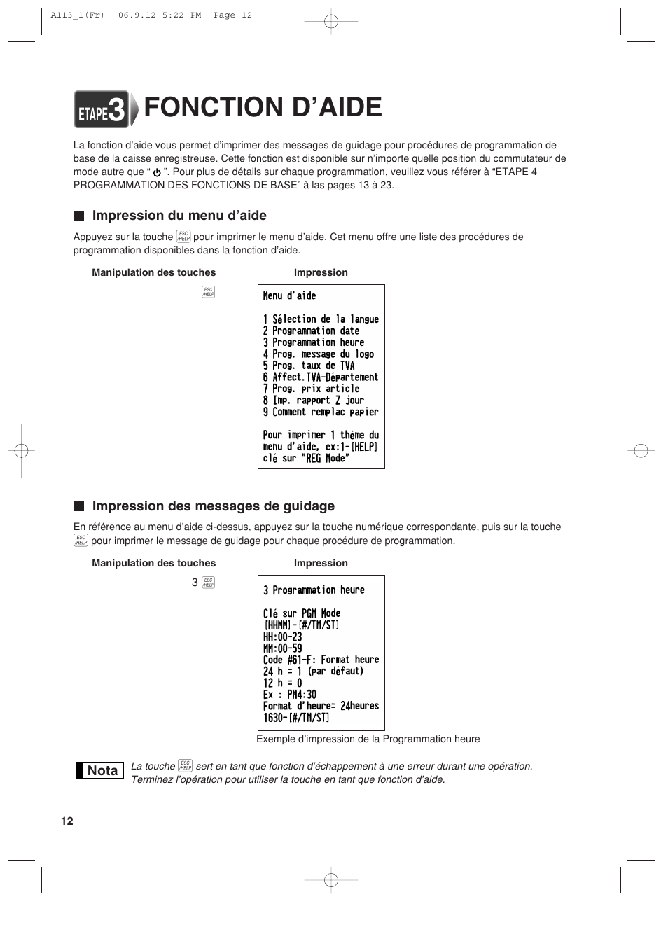 Fonction d’aide, Etape | Sharp XE-A113 User Manual | Page 174 / 404