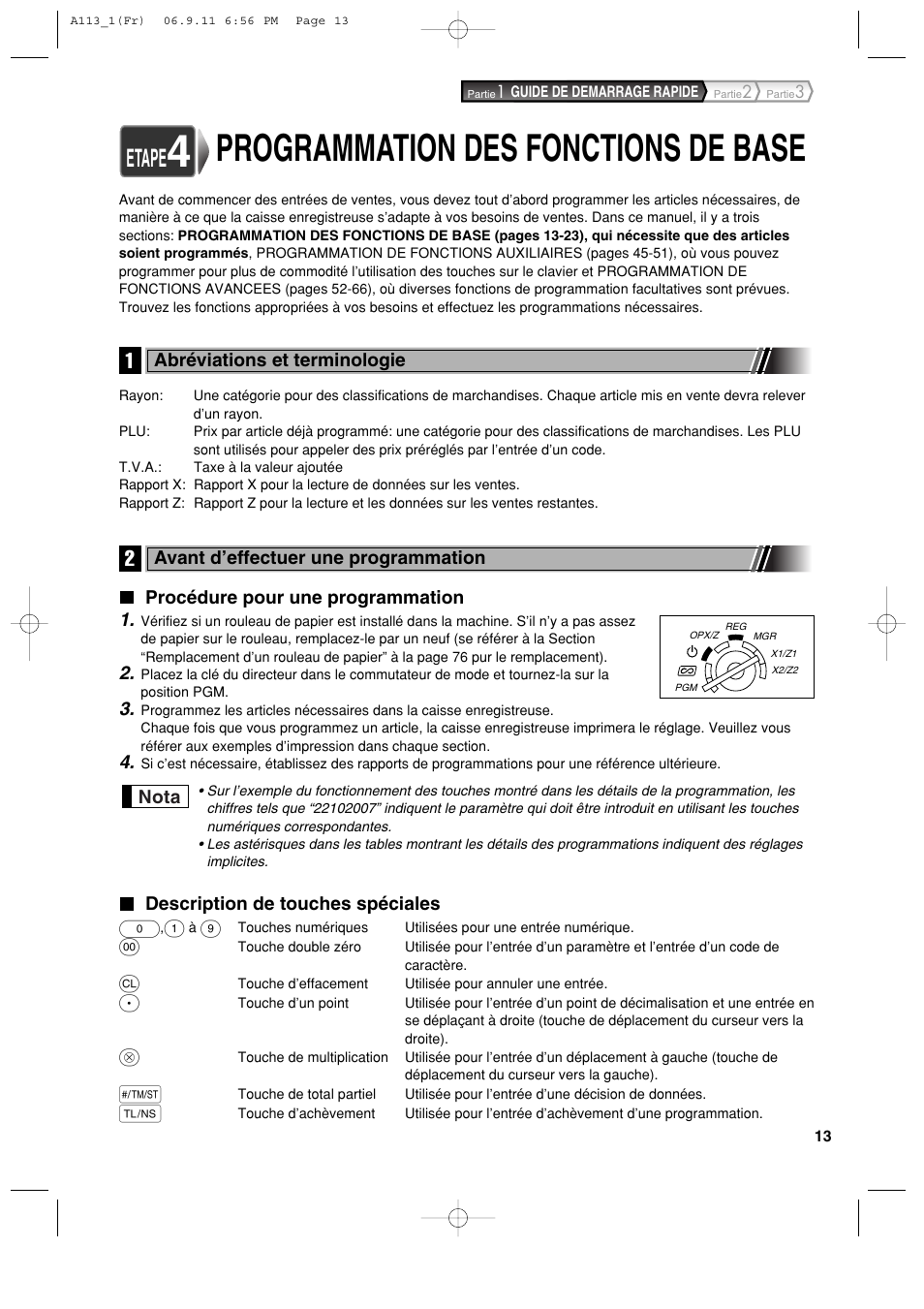 Programmation des fonctions de base, Etape | Sharp XE-A113 User Manual | Page 175 / 404