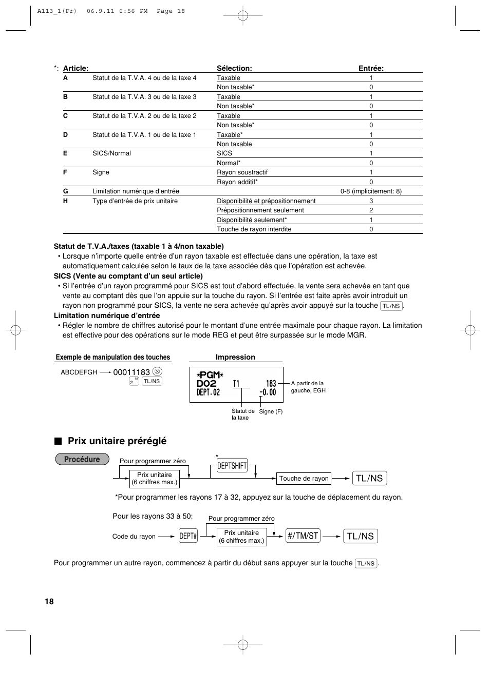 Prix unitaire préréglé | Sharp XE-A113 User Manual | Page 180 / 404