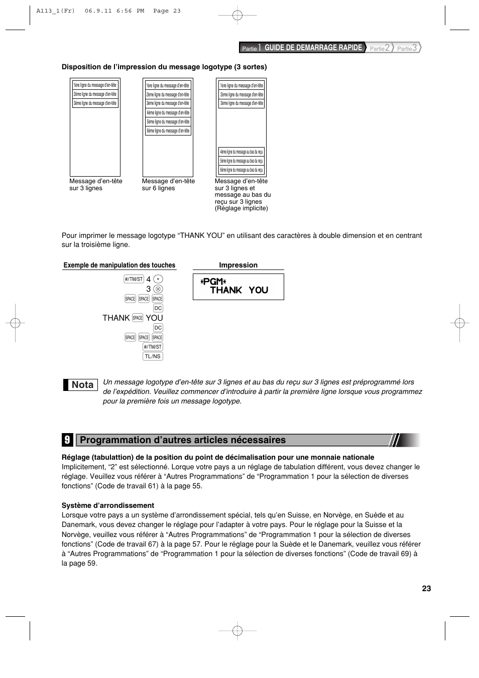 S s s w, Nota, Programmation d’autres articles nécessaires | Sharp XE-A113 User Manual | Page 185 / 404