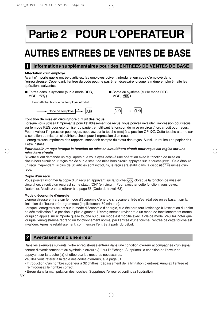 Partie 2 pour l’operateur, Autres entrees de ventes de base | Sharp XE-A113 User Manual | Page 194 / 404