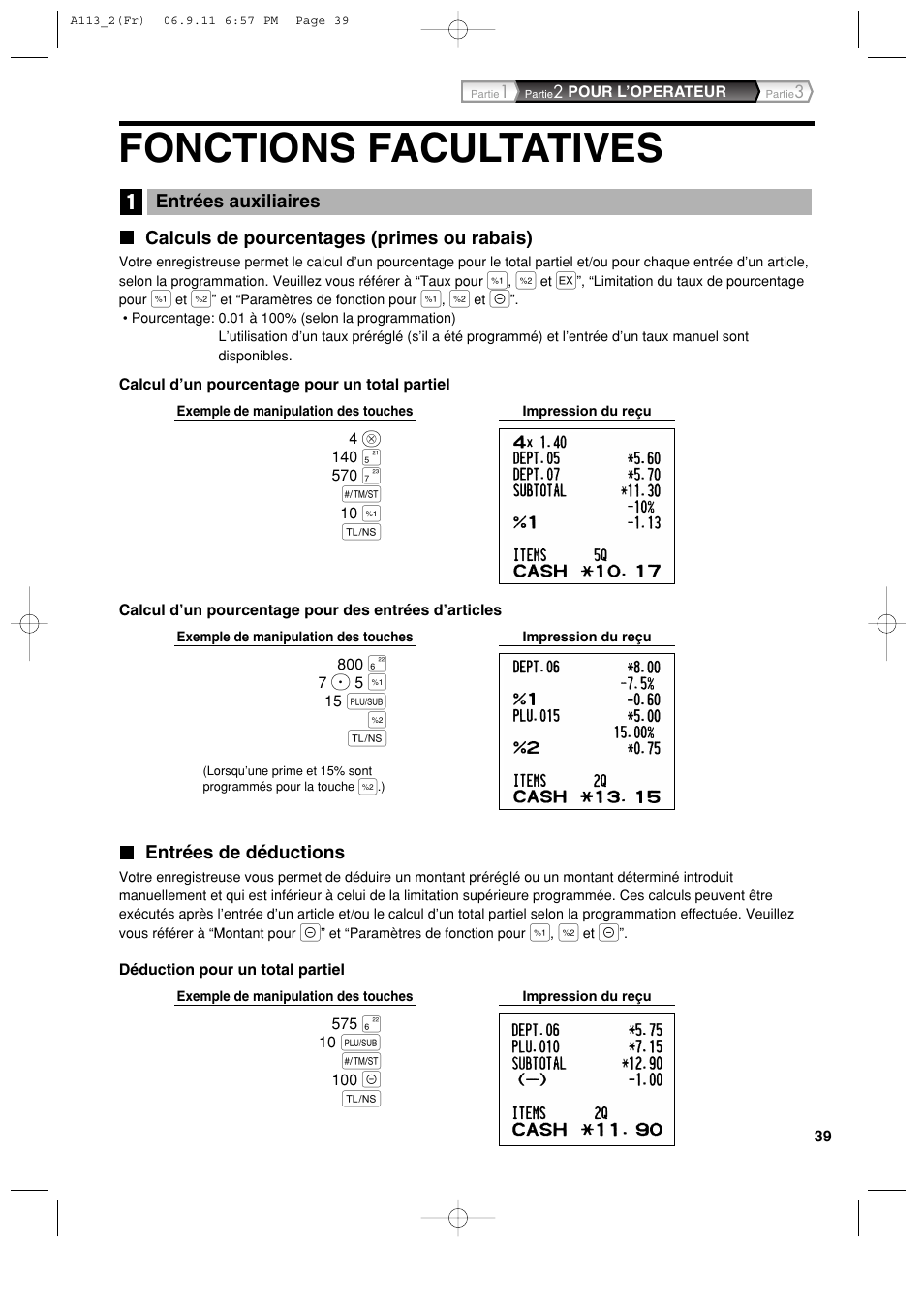 Fonctions facultatives | Sharp XE-A113 User Manual | Page 201 / 404